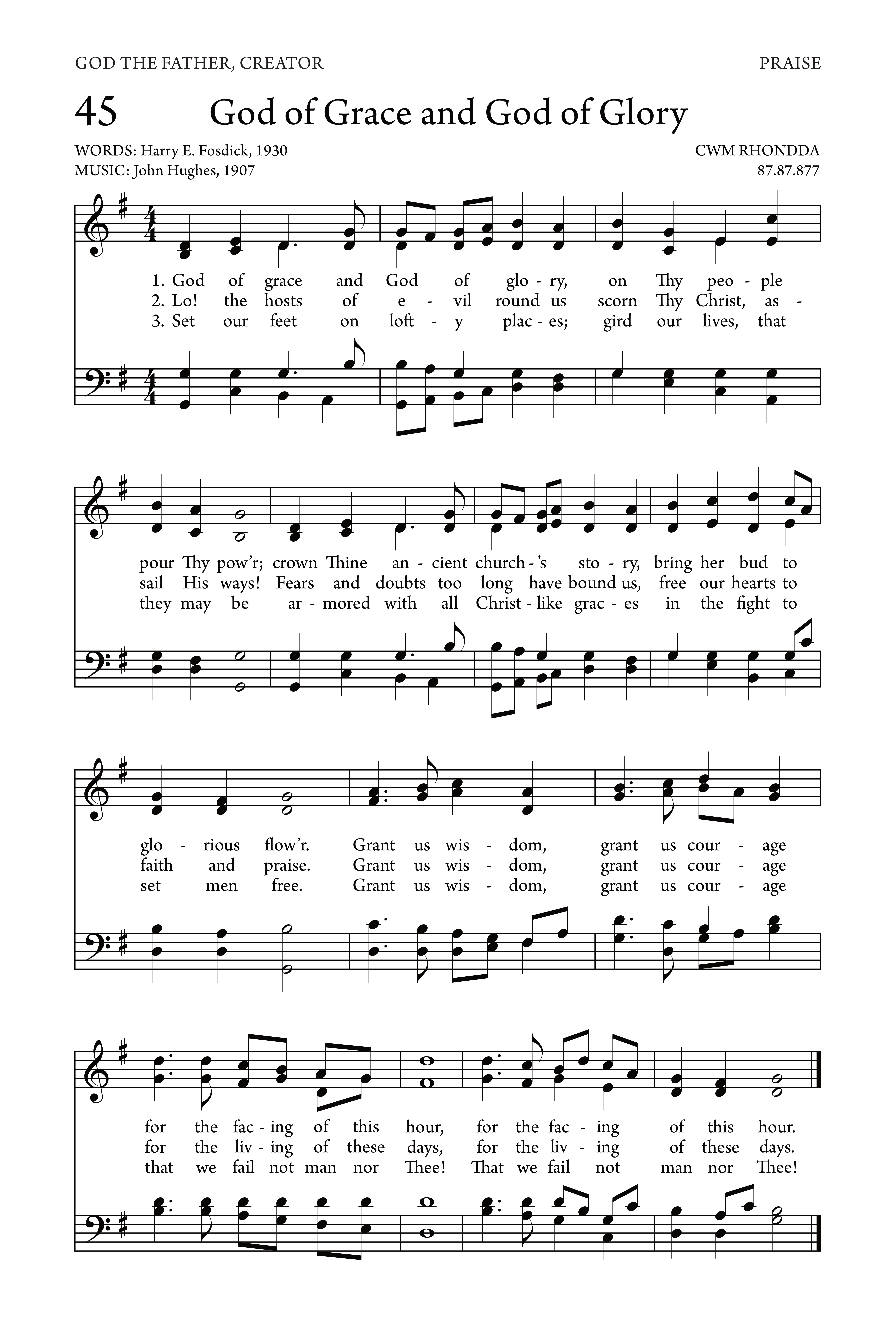 Hymn Sheet for God of Grace and God of Glory