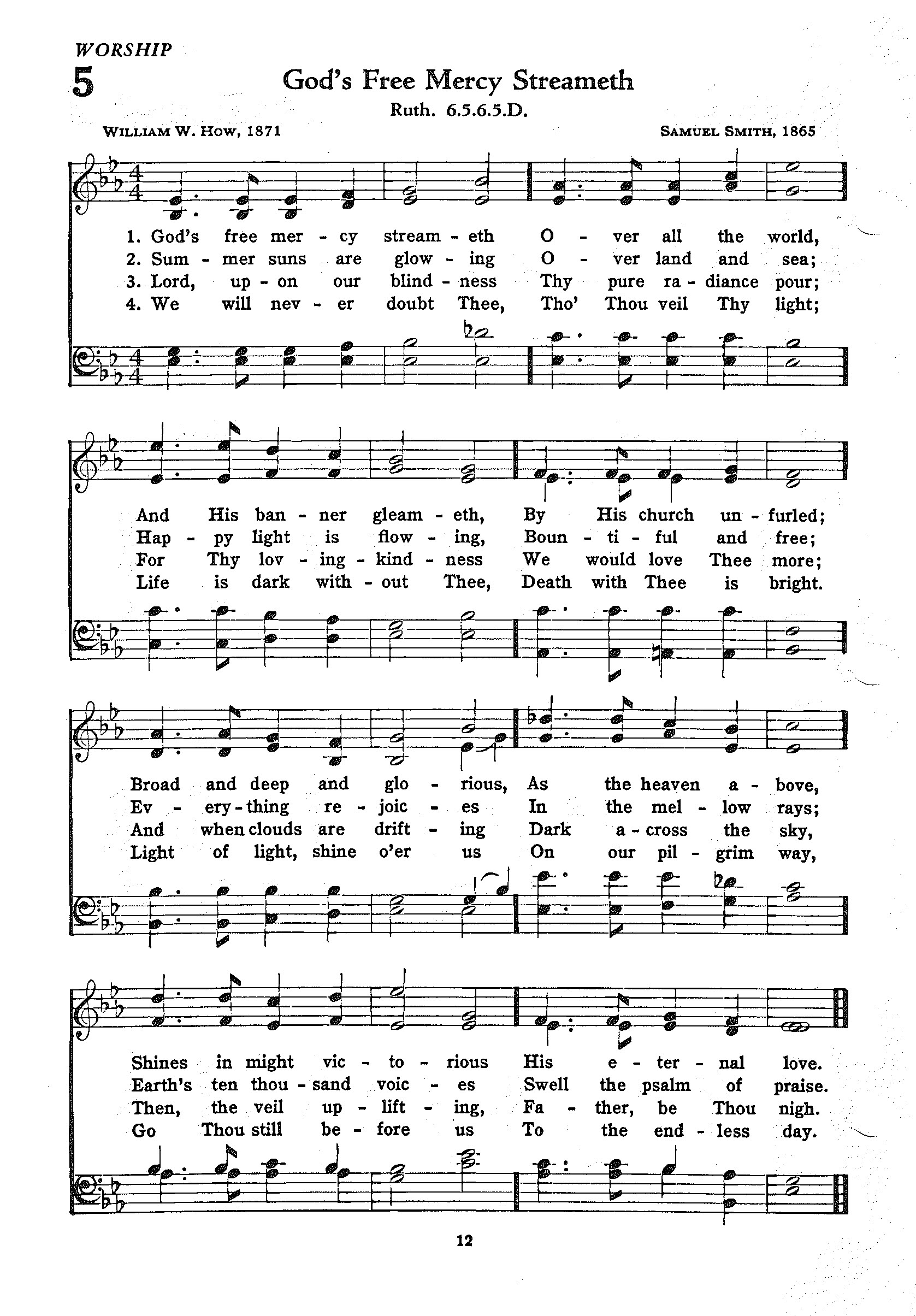 Hymn Sheet for God's Free Mercy Streameth