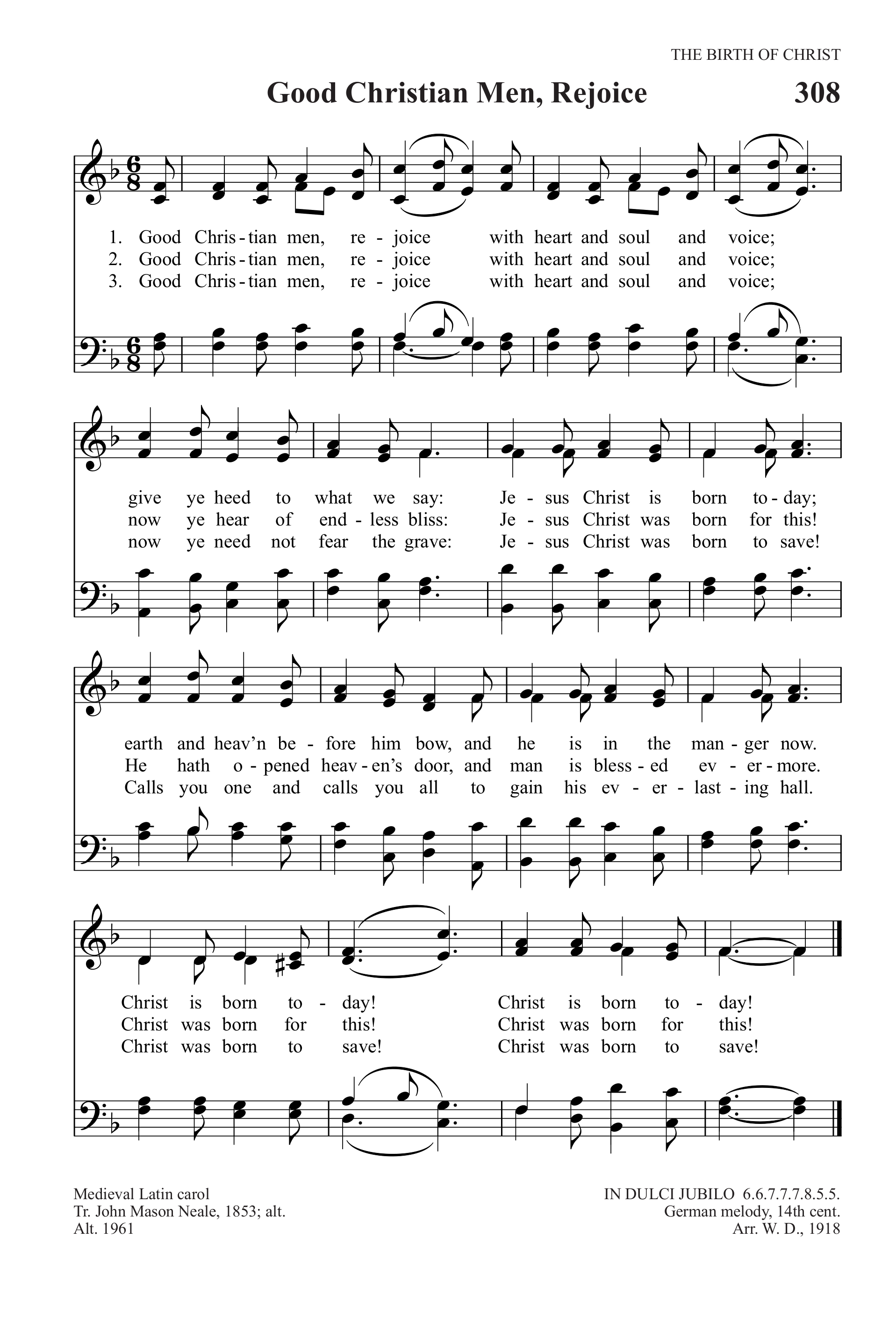 Hymn Sheet for Good Christian Men, Rejoice