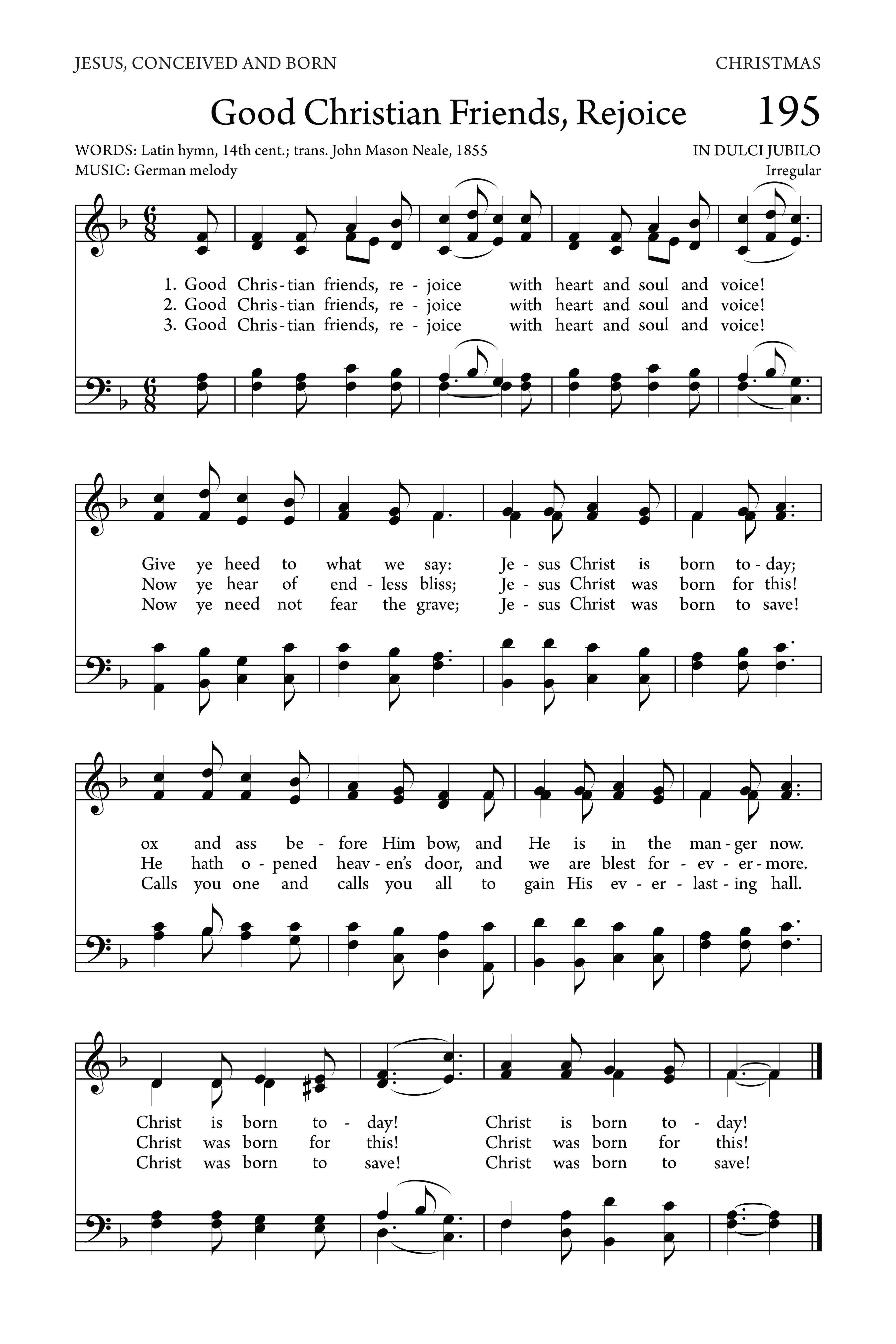Hymn Sheet for Good Christian Friends, Rejoice!