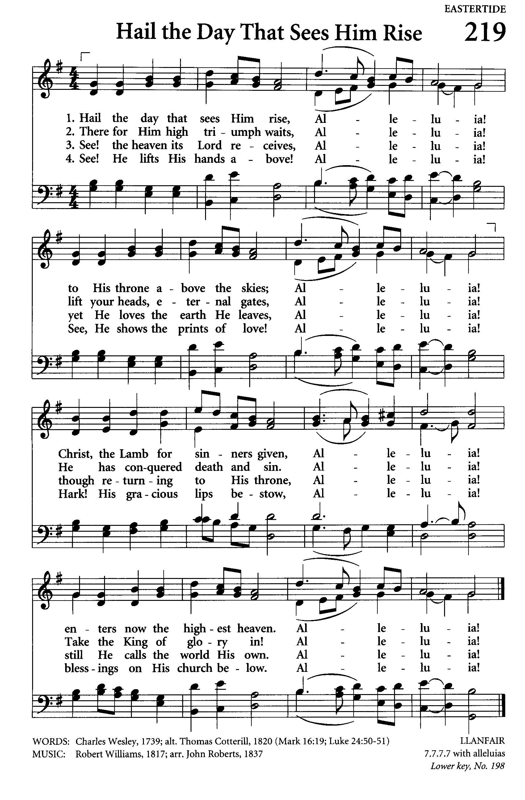 Hymn Sheet for Hail the Day That Sees Him Rise