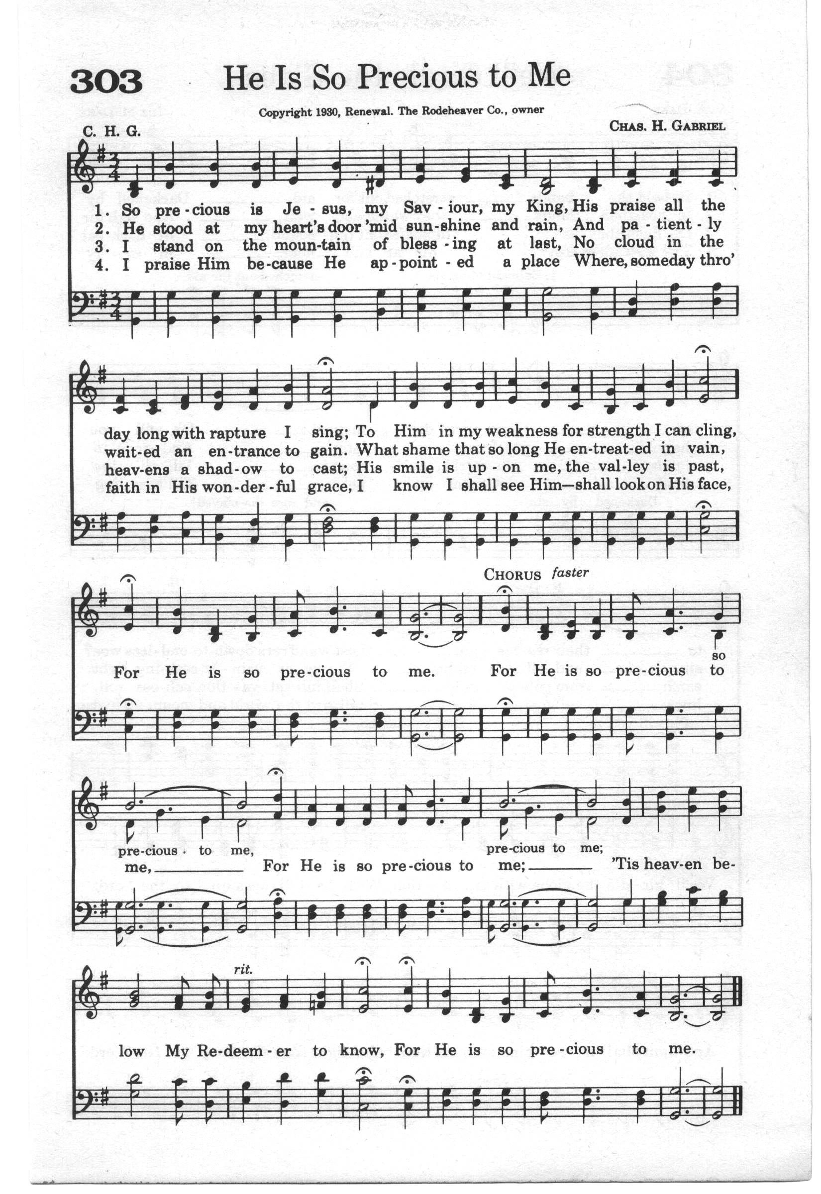 Hymn Sheet for He Is So Precious to Me