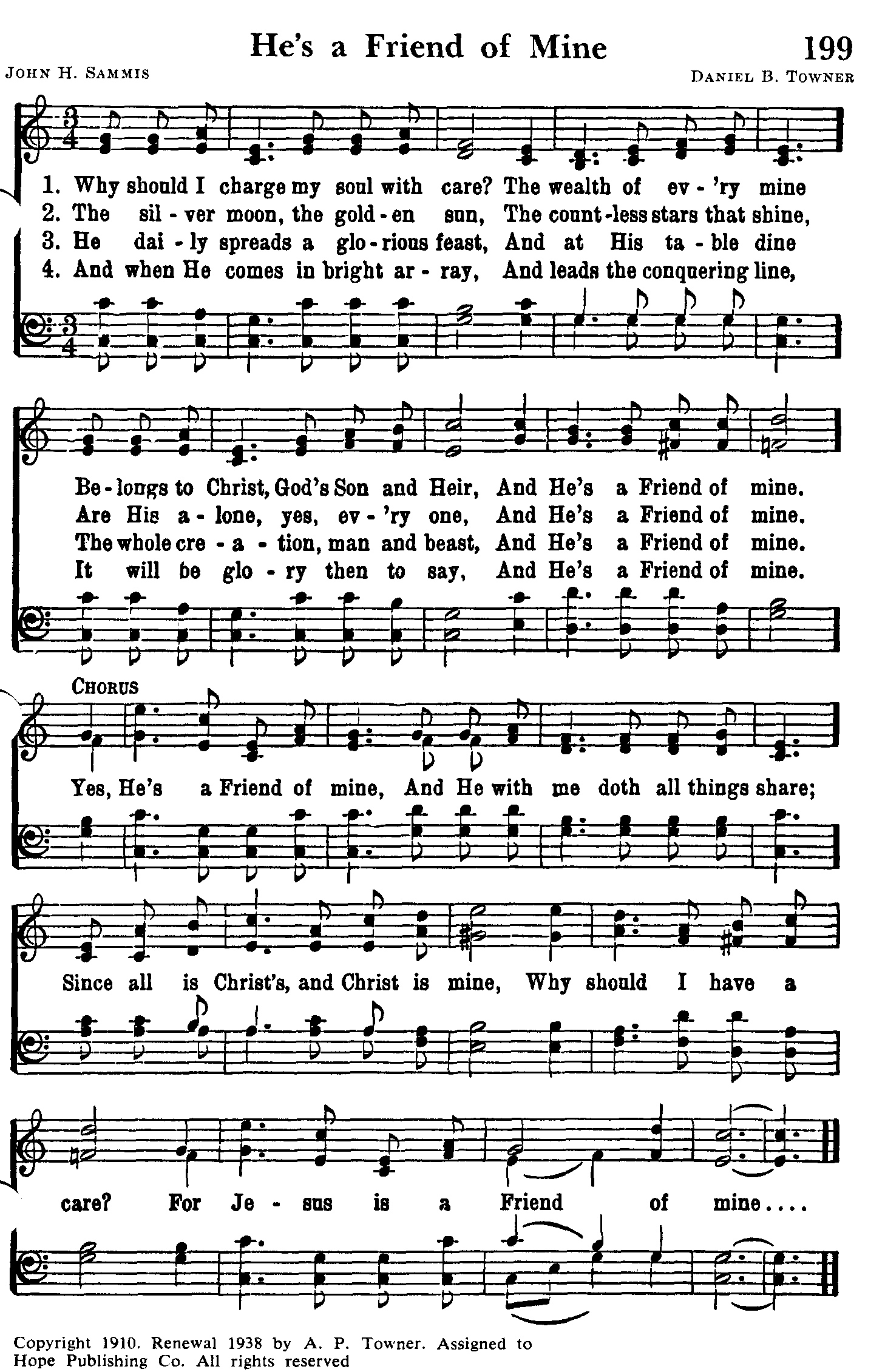 Hymn Sheet for He's a Friend of Mine