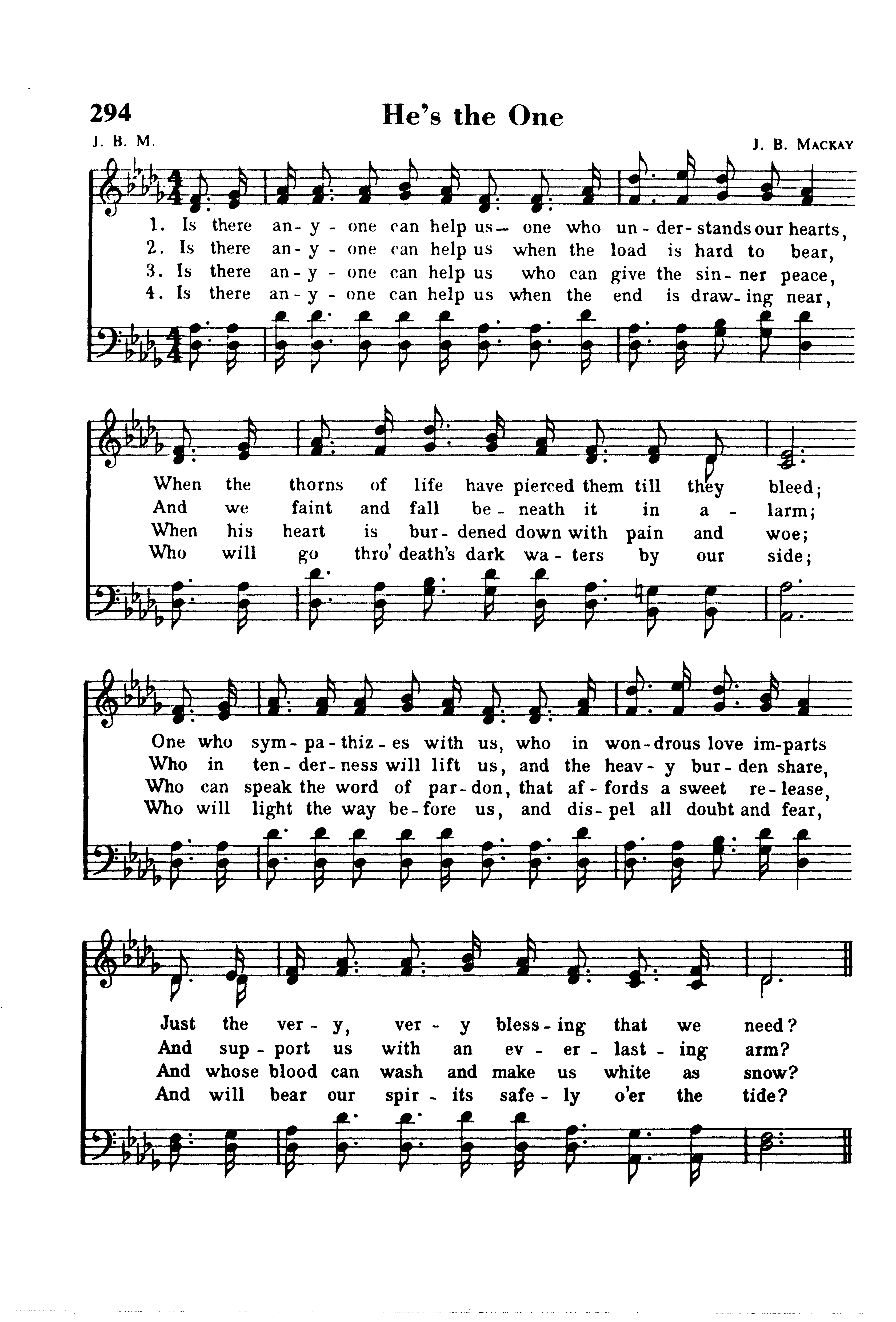 Hymn Sheet for He's the One