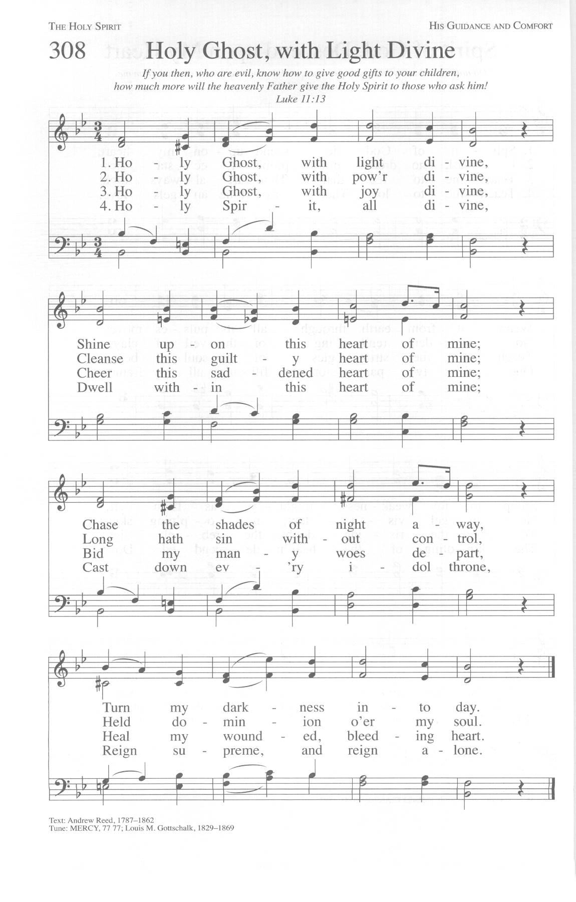 Hymn Sheet for Holy Ghost, With Light Divine