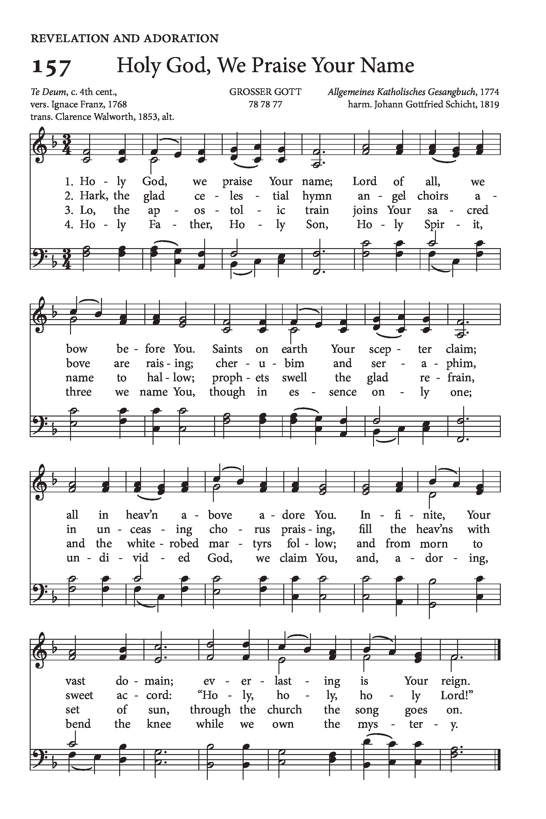 Hymn Sheet for Holy God, We Praise Your Name