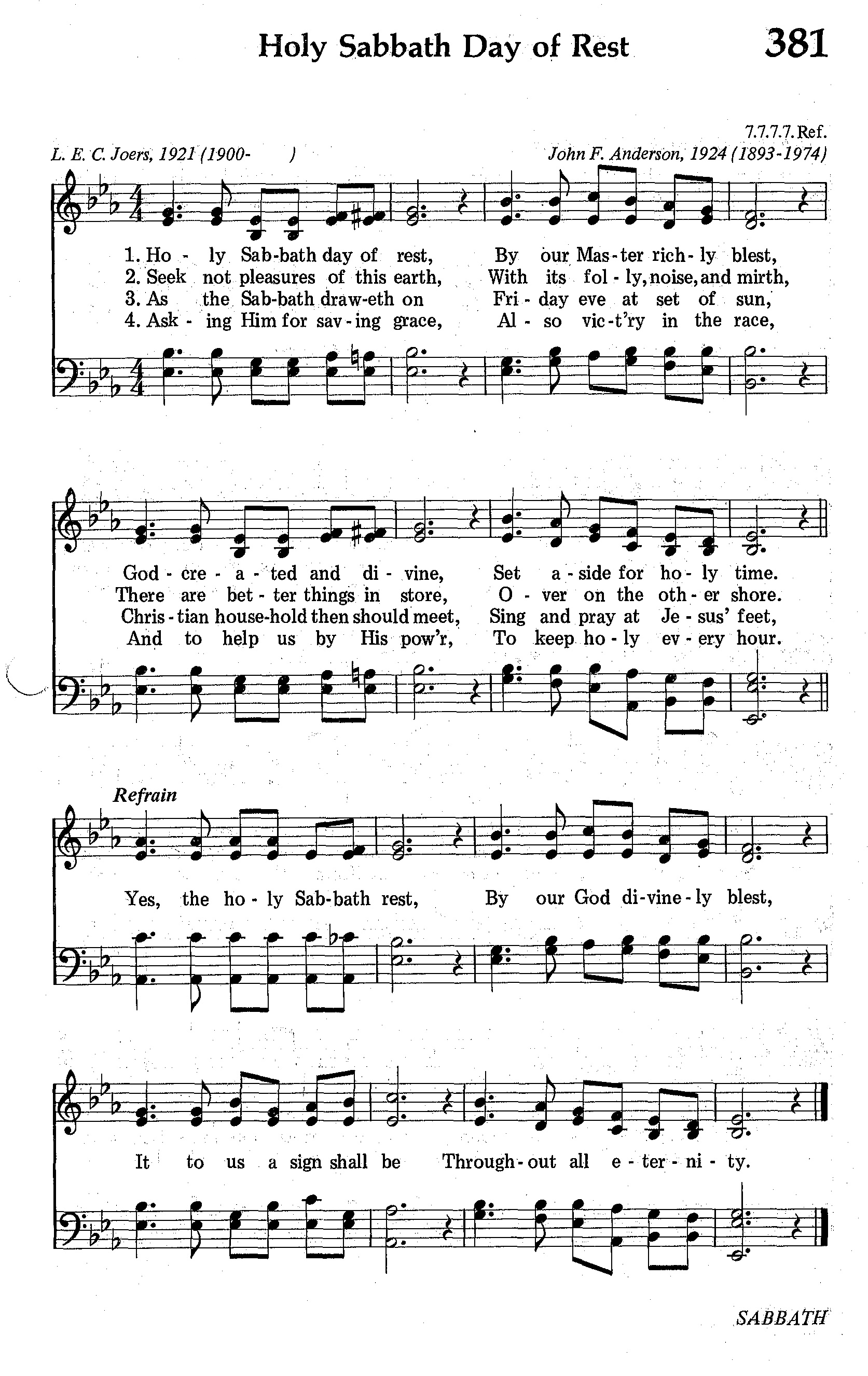 Hymn Sheet for Holy Sabbath Day