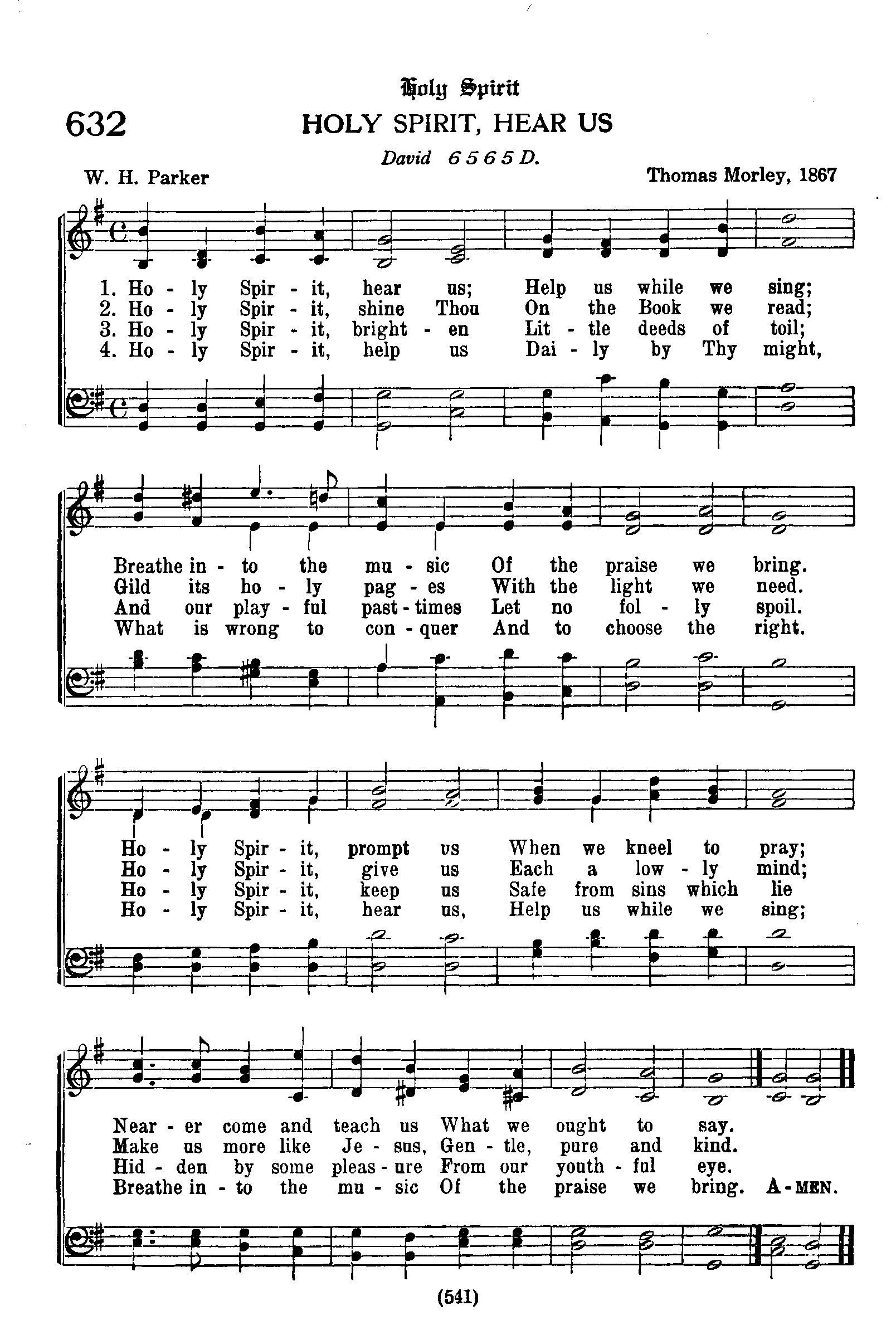 Hymn Sheet for Holy Spirit, Hear Us