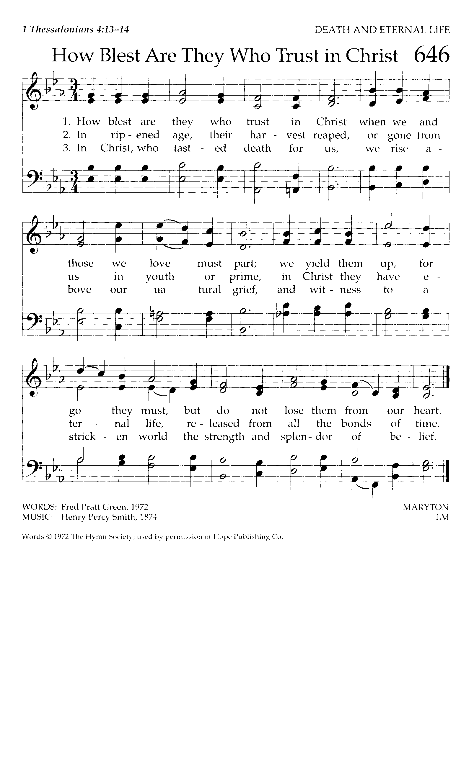 Hymn Sheet for How Blest Are They Who Trust in Christ