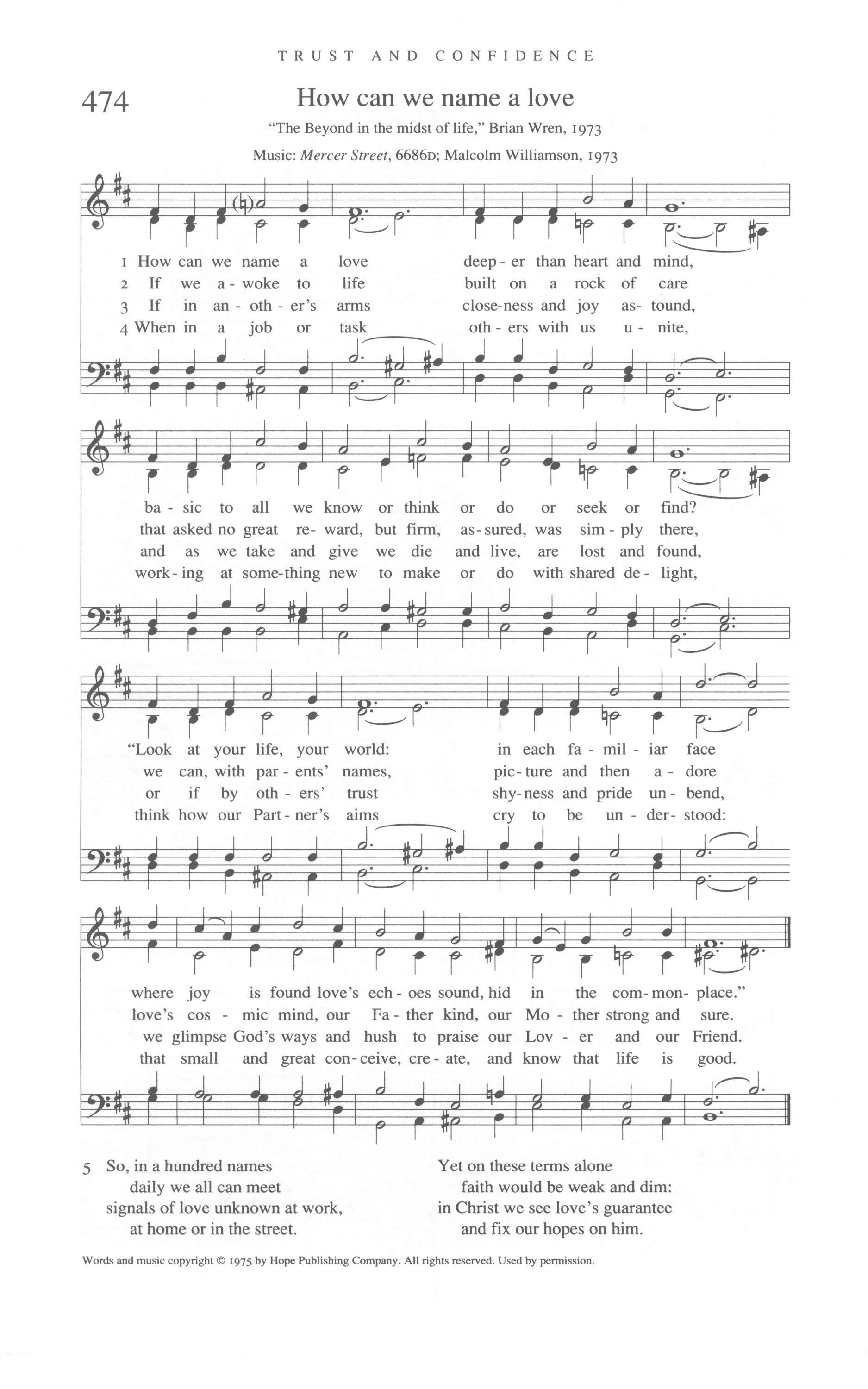 Hymn Sheet for How Can We Name a Love