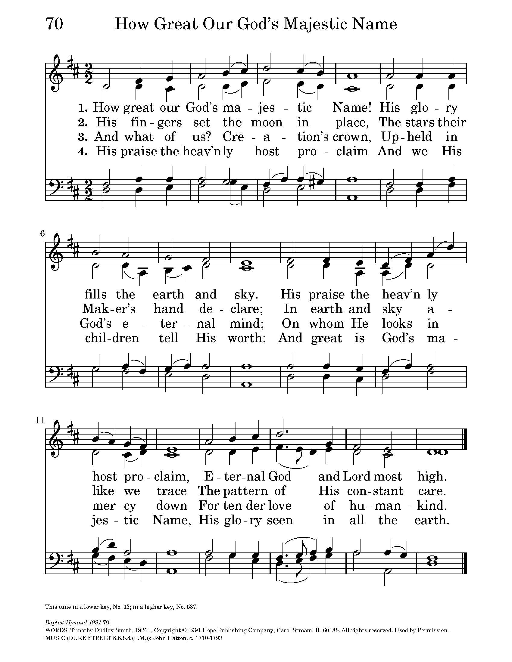 Hymn Sheet for How Great Our God's Majestic Name