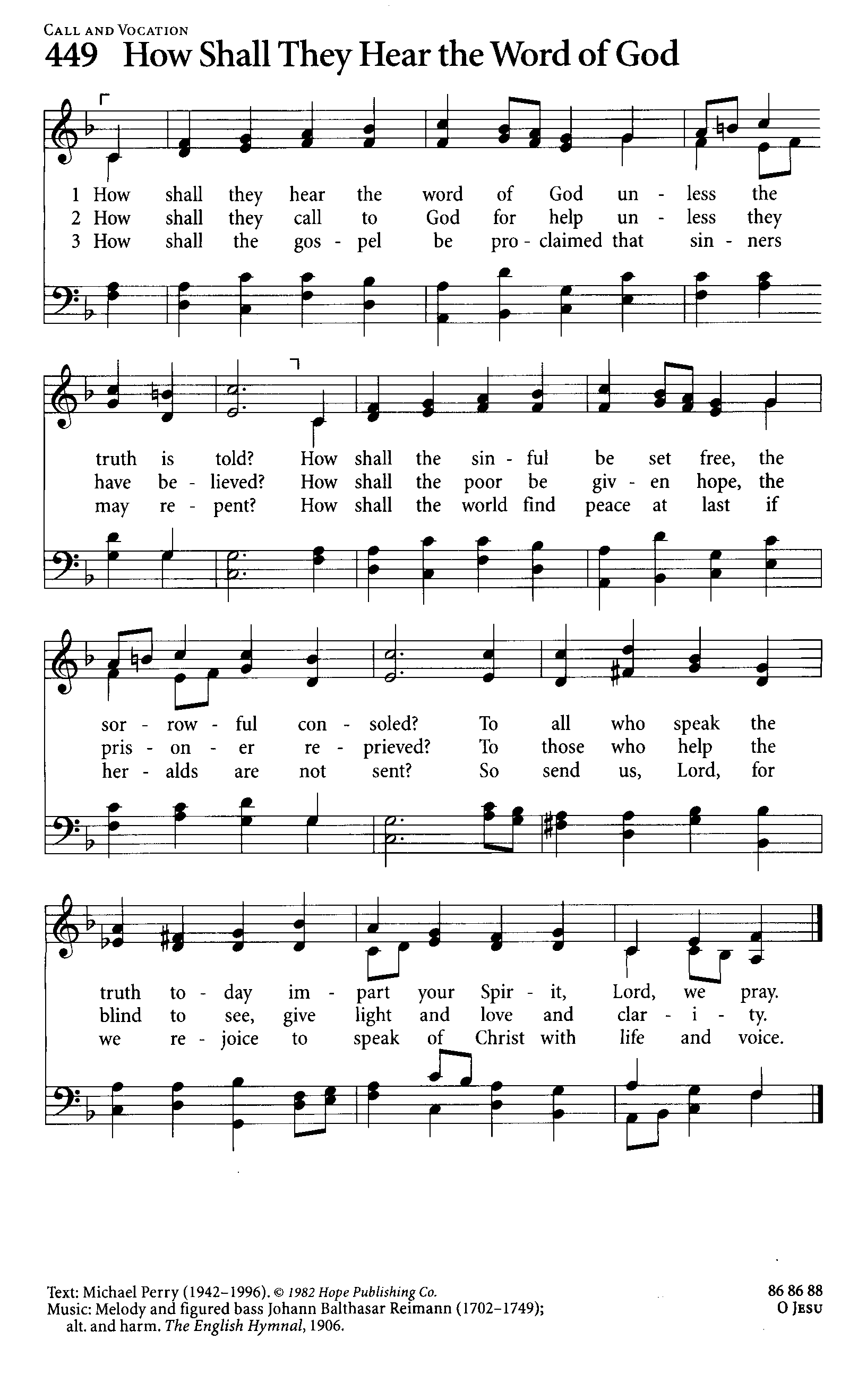 Hymn Sheet for How Shall They Hear the Word of God