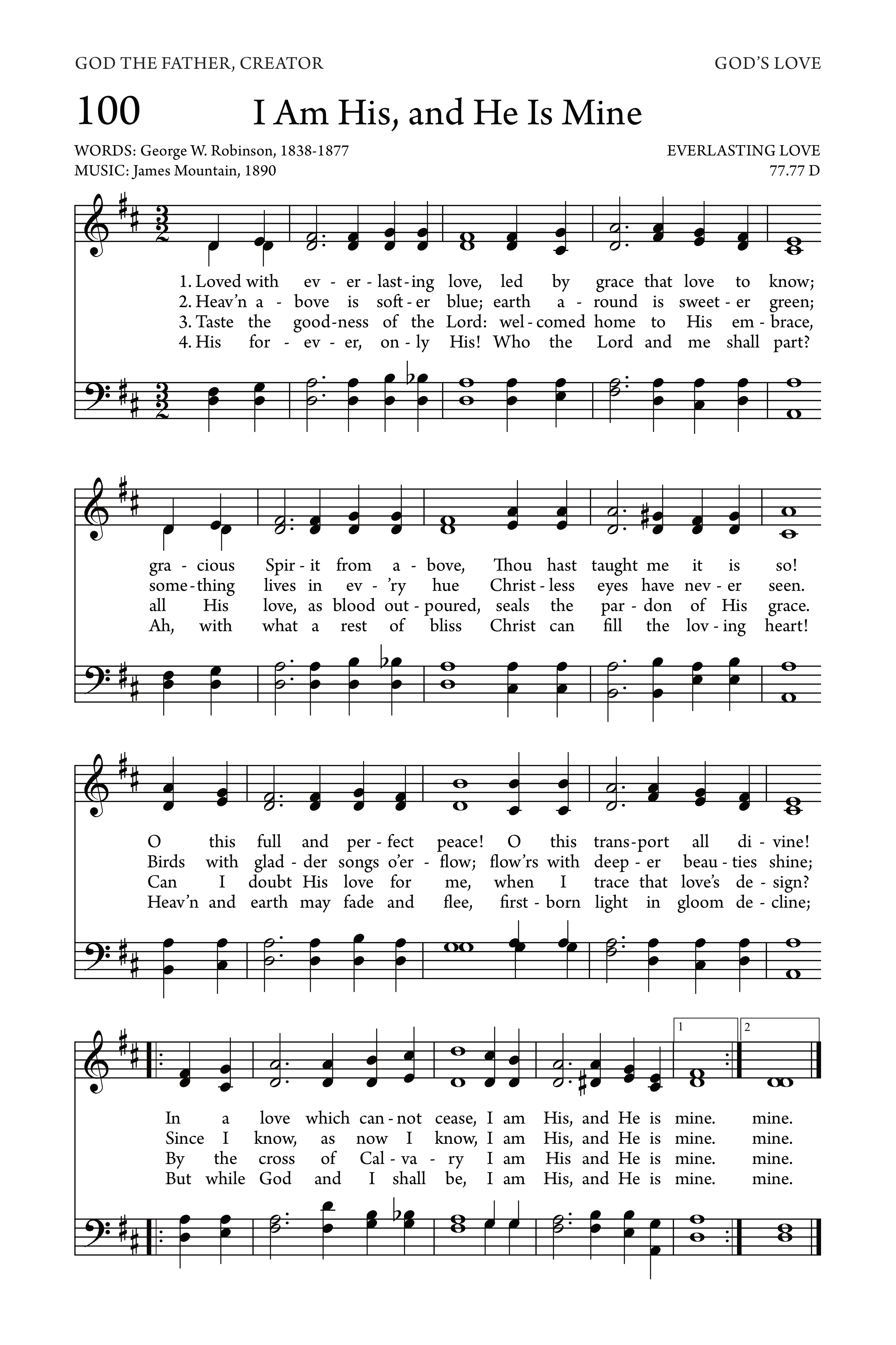Hymn Sheet for I Am His, and He Is Mine