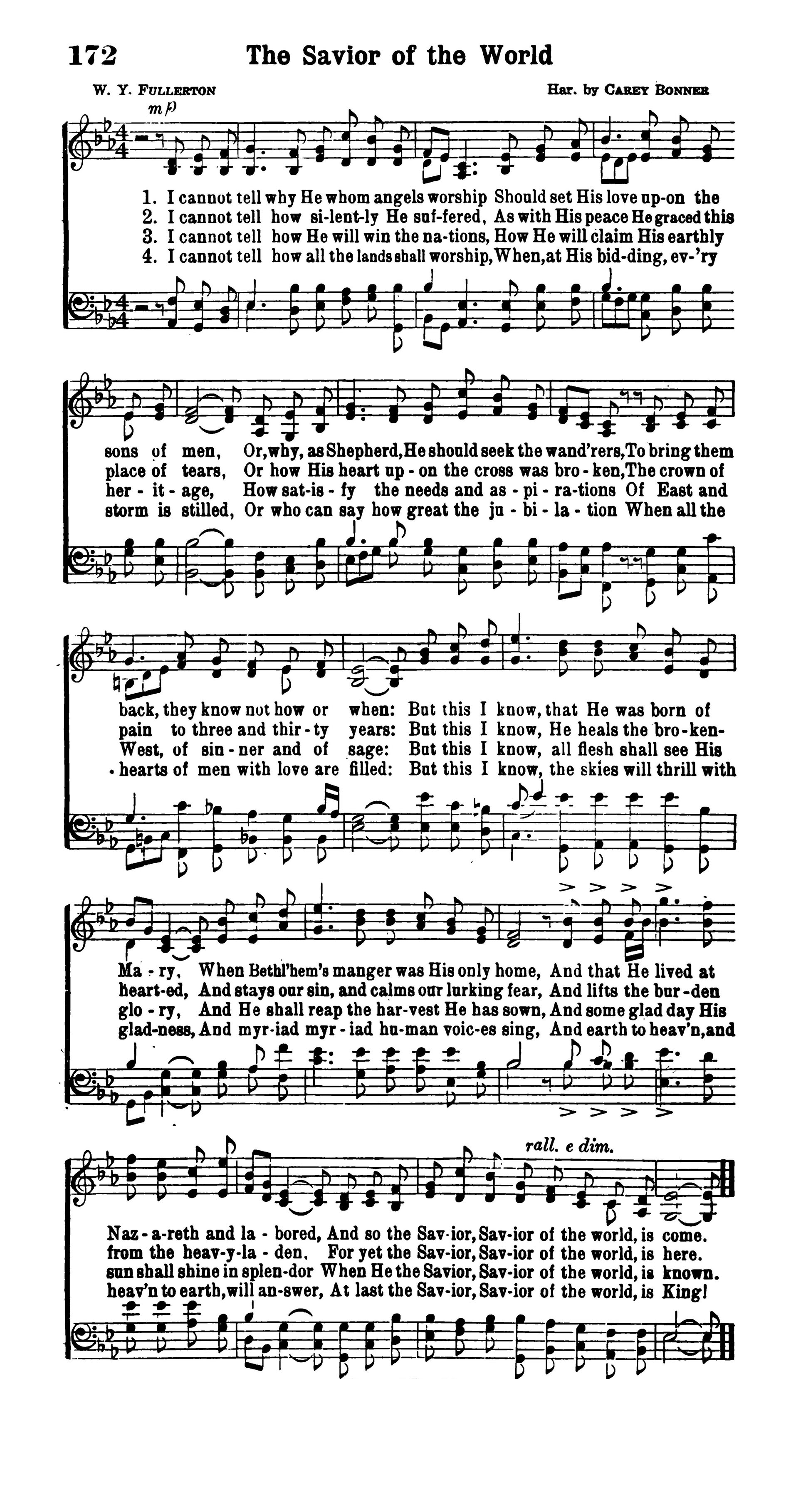 Hymn Sheet for I Cannot Tell Why