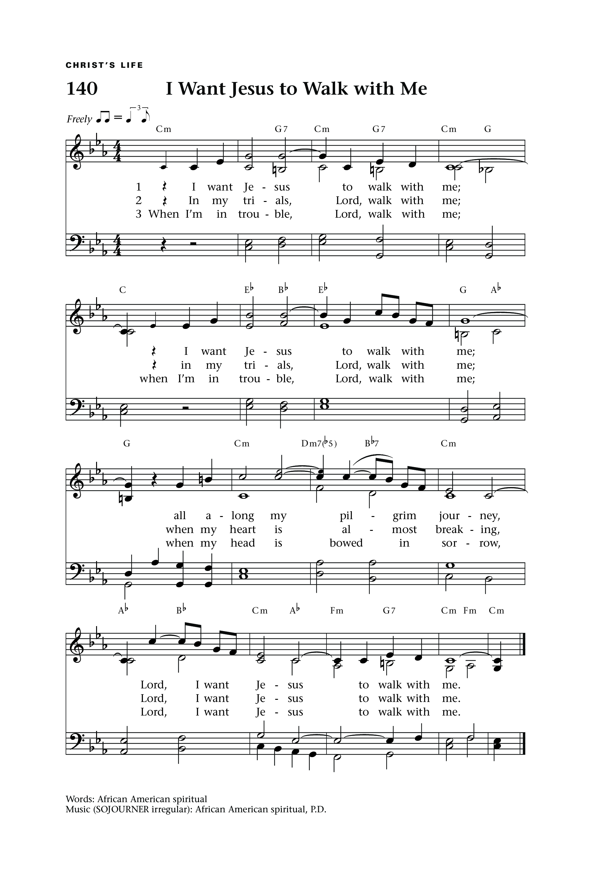 Hymn Sheet for I Want Jesus to Walk with Me