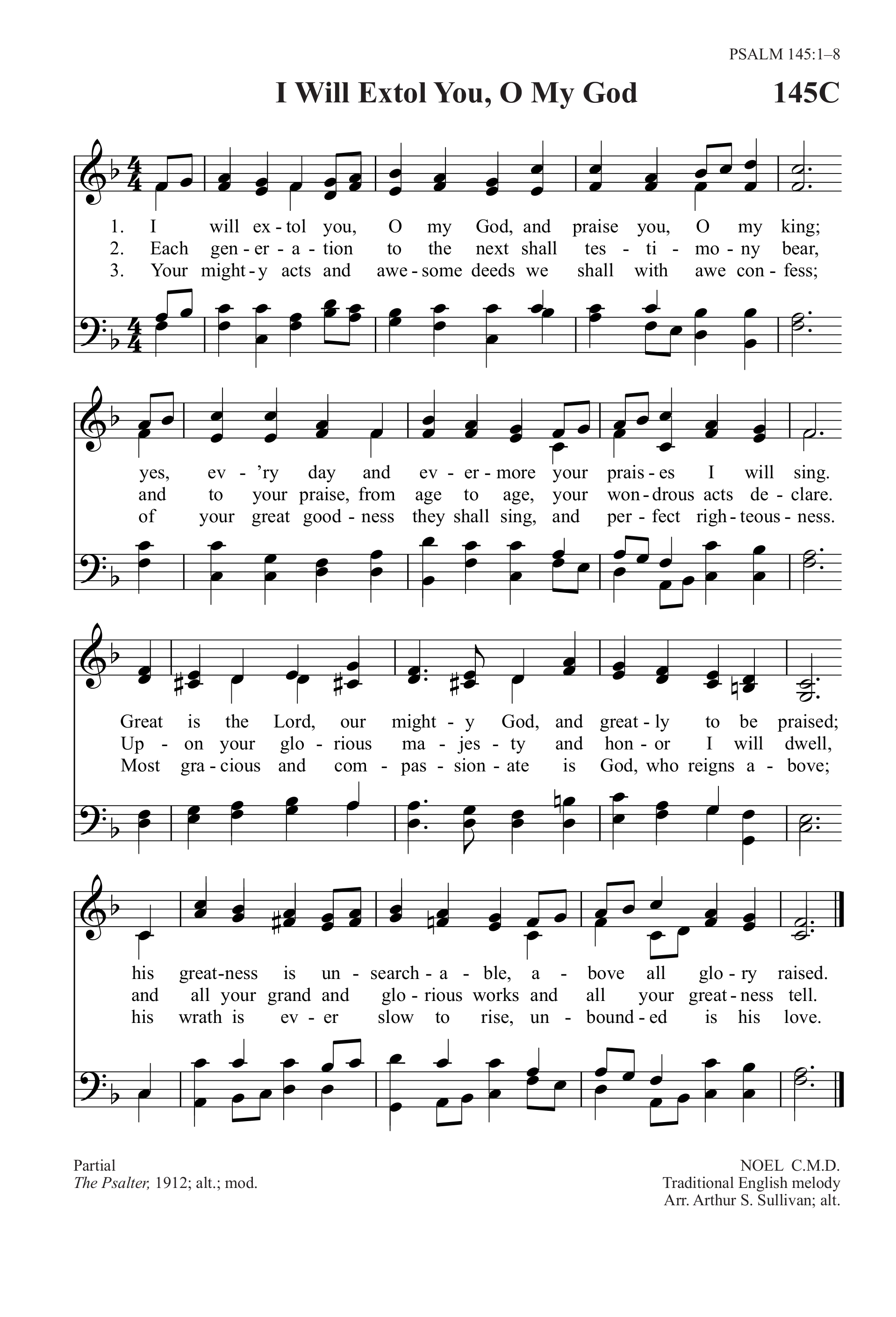 Hymn Sheet for I Will Extol Thee, O My God