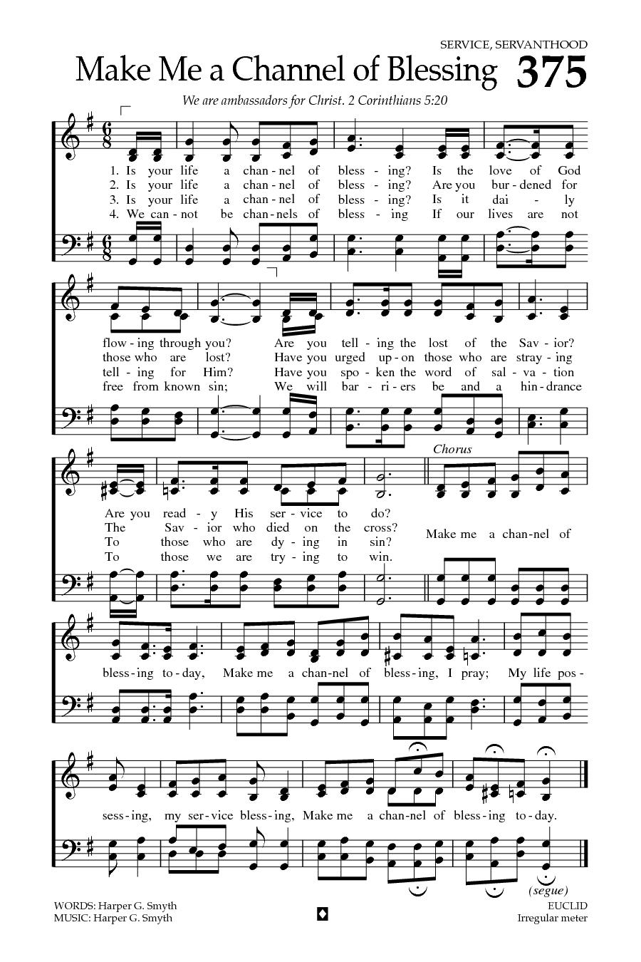 Hymn Sheet for Is Your Life A Channel Of Blessing?