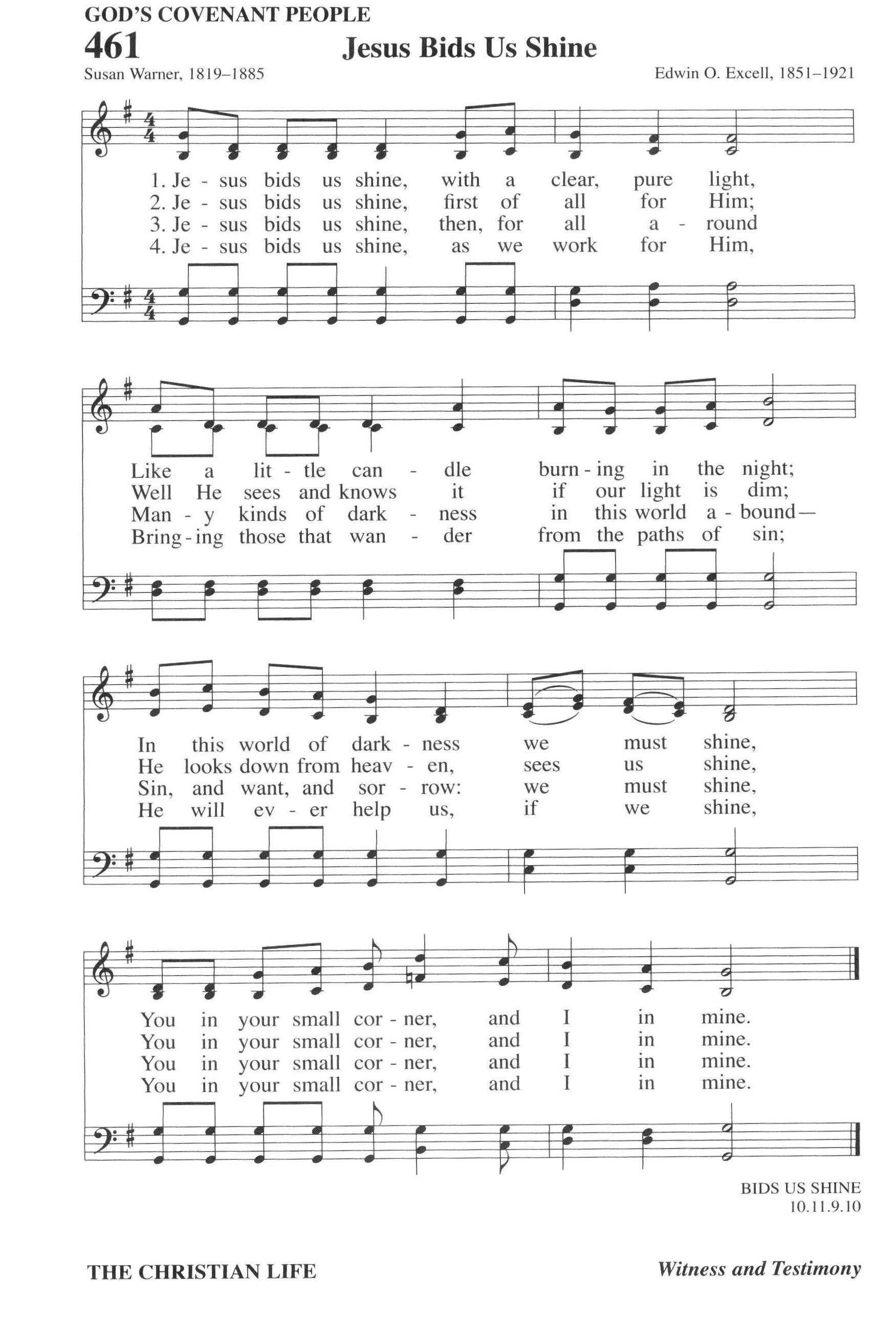 Hymn Sheet for Jesus Bids Us Shine