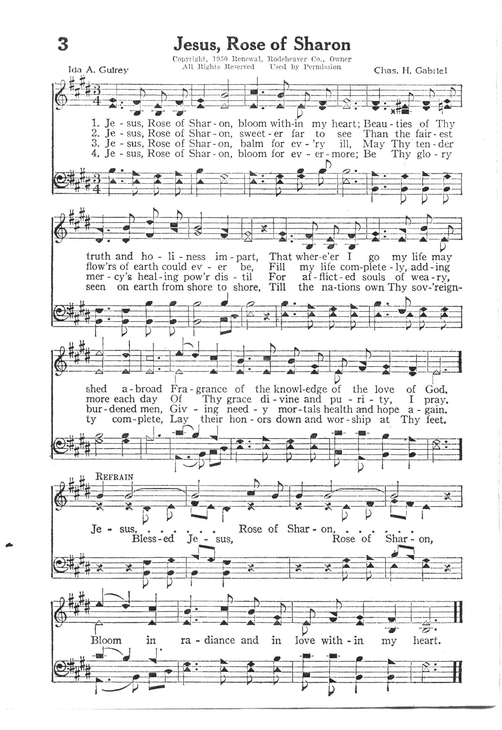 Hymn Sheet for Jesus, Rose Of Sharon
