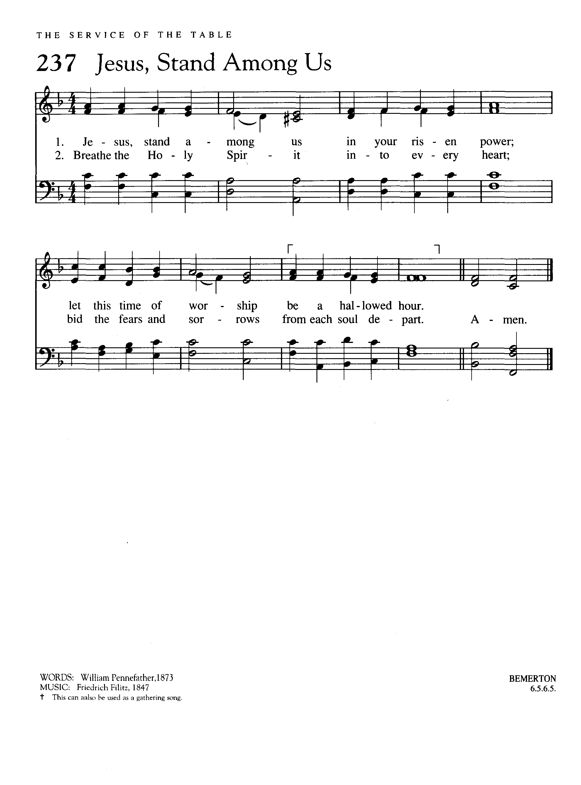 Hymn Sheet for Jesus, Stand Among Us