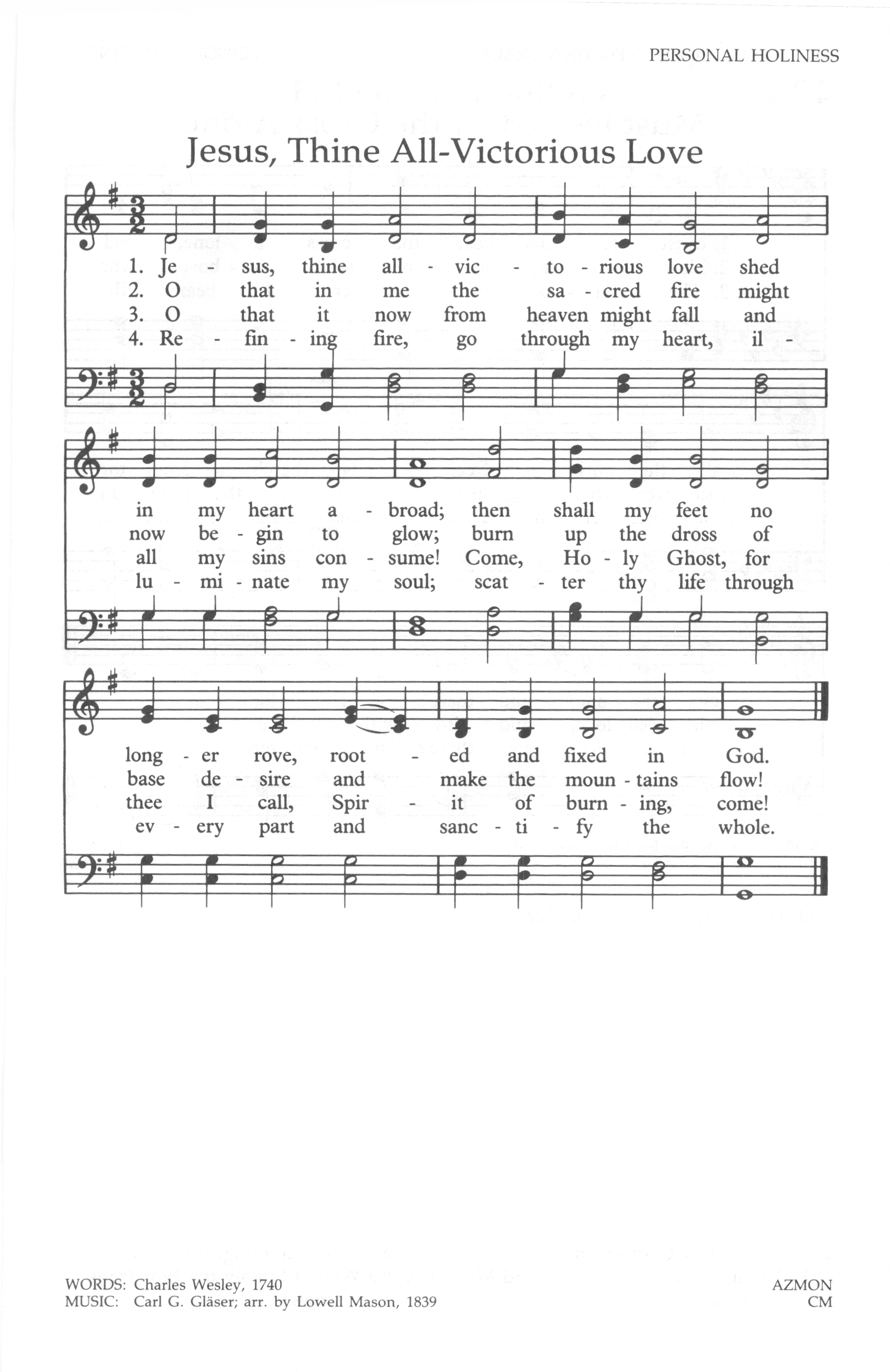 Hymn Sheet for Jesus, Thine all victorious love