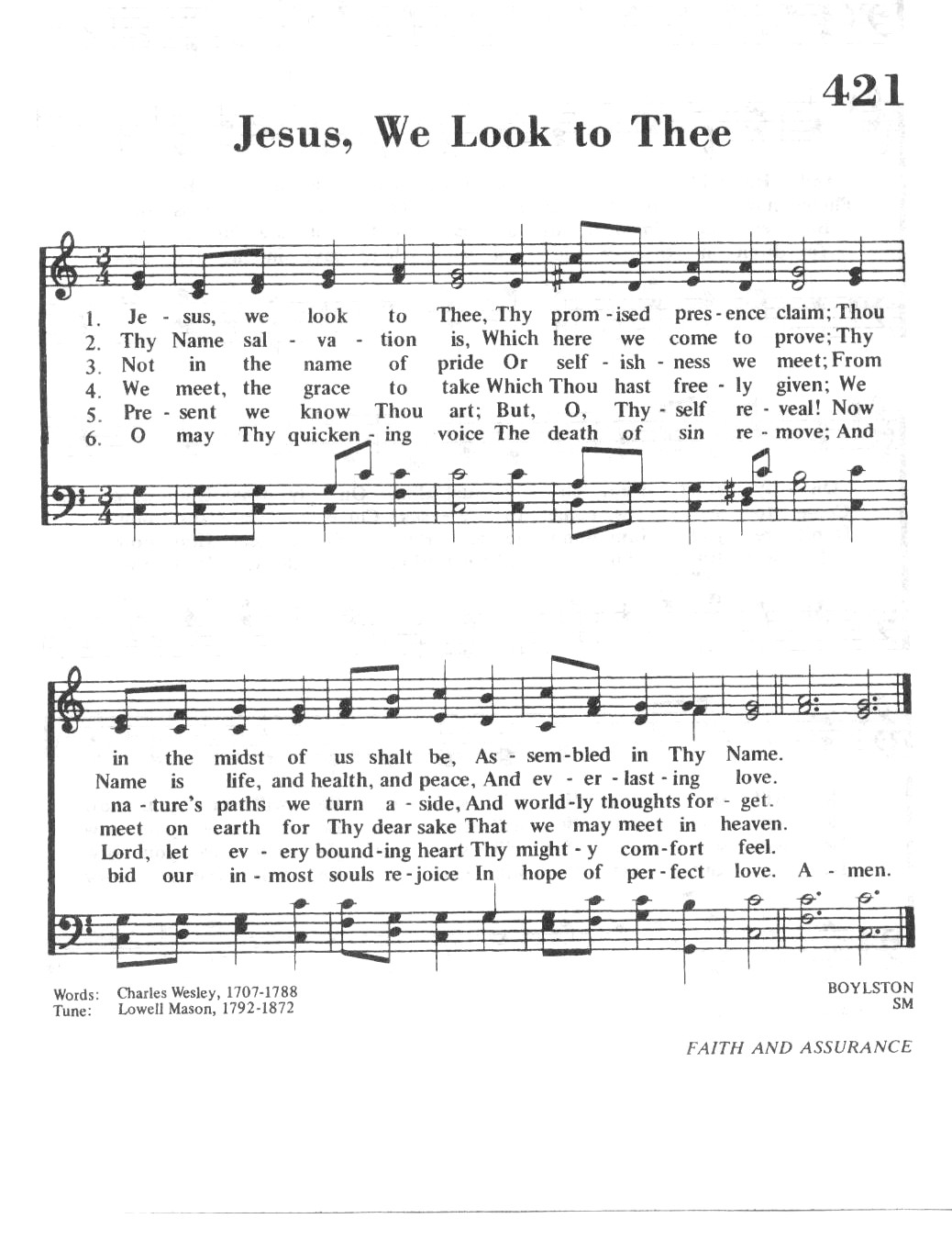 Hymn Sheet for Jesus, We Look to Thee