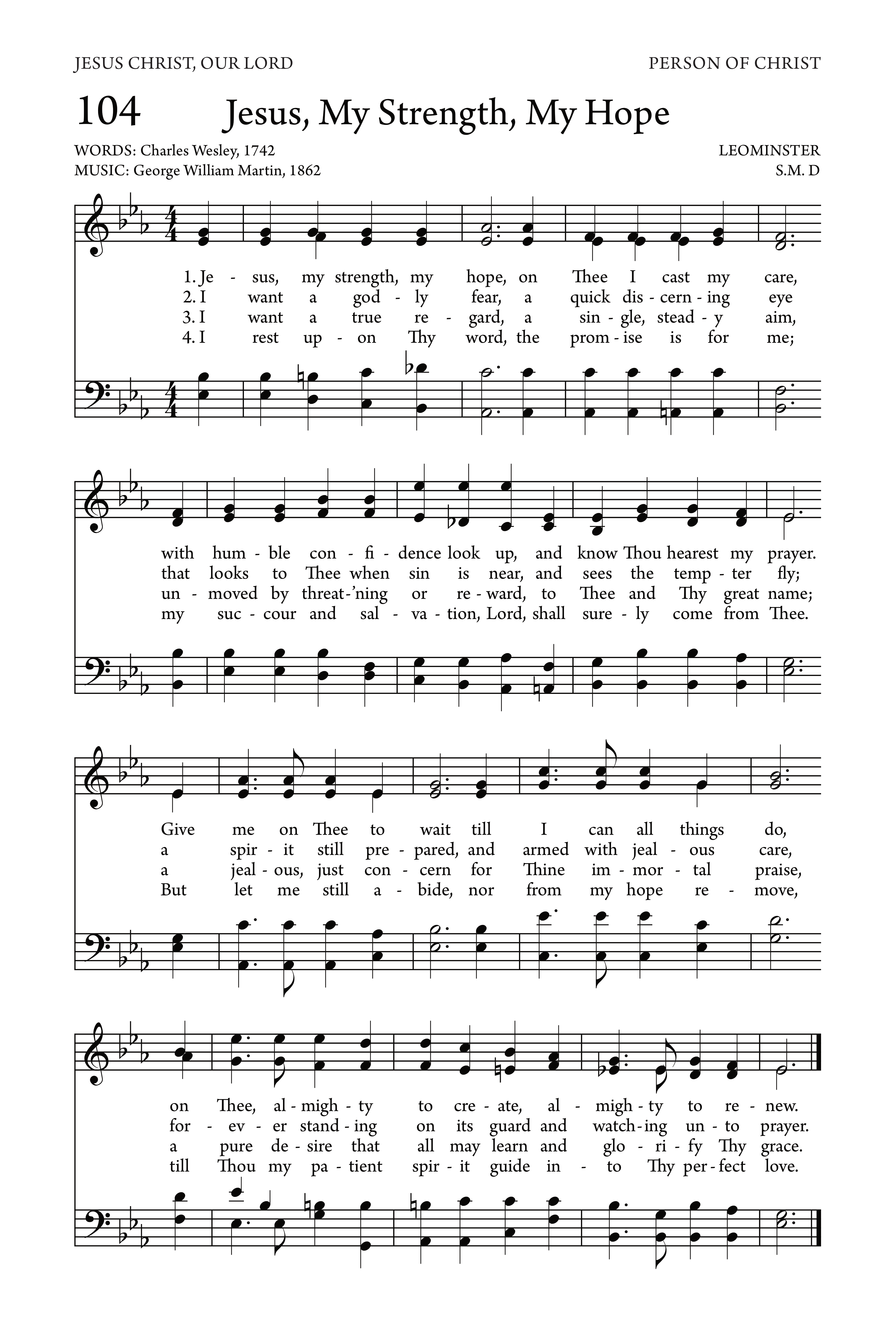 Hymn Sheet for Jesus, My Strength, My Hope