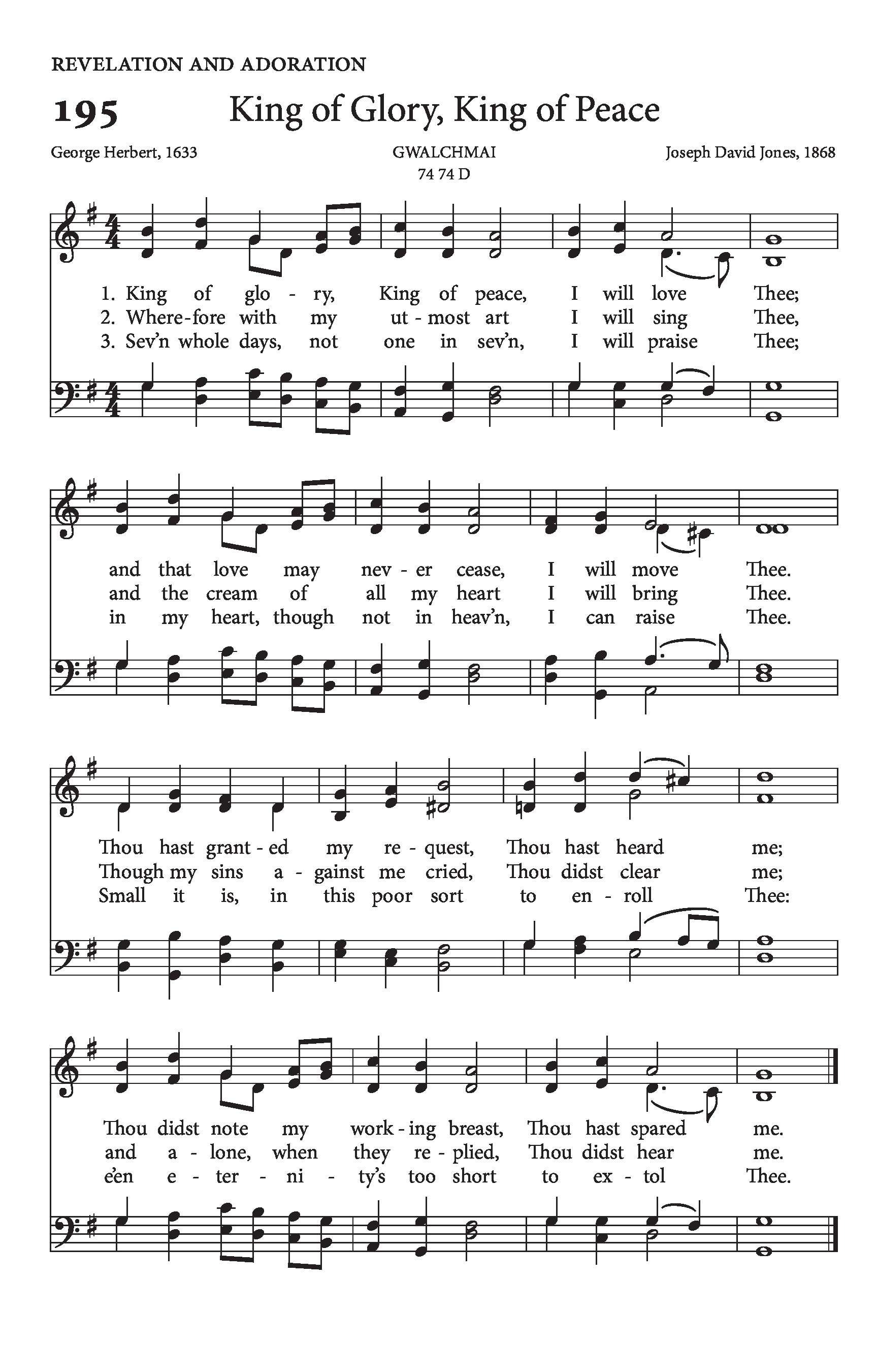 Hymn Sheet for King of Glory, King of Peace