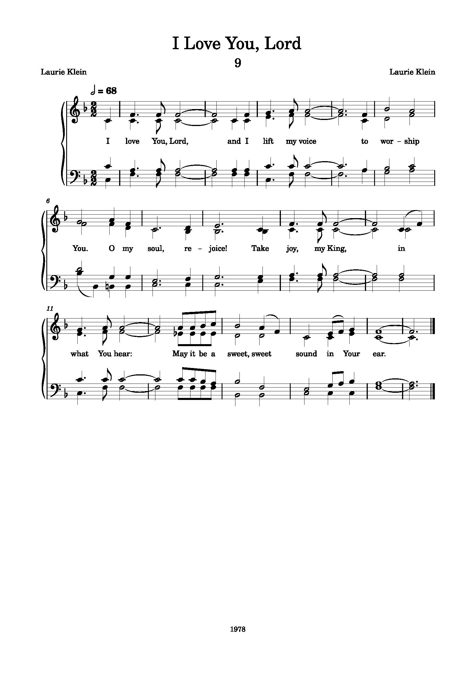 Hymn Sheet for I Love You, Lord