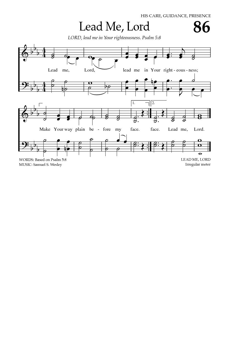 Hymn Sheet for Lead Me, Lord
