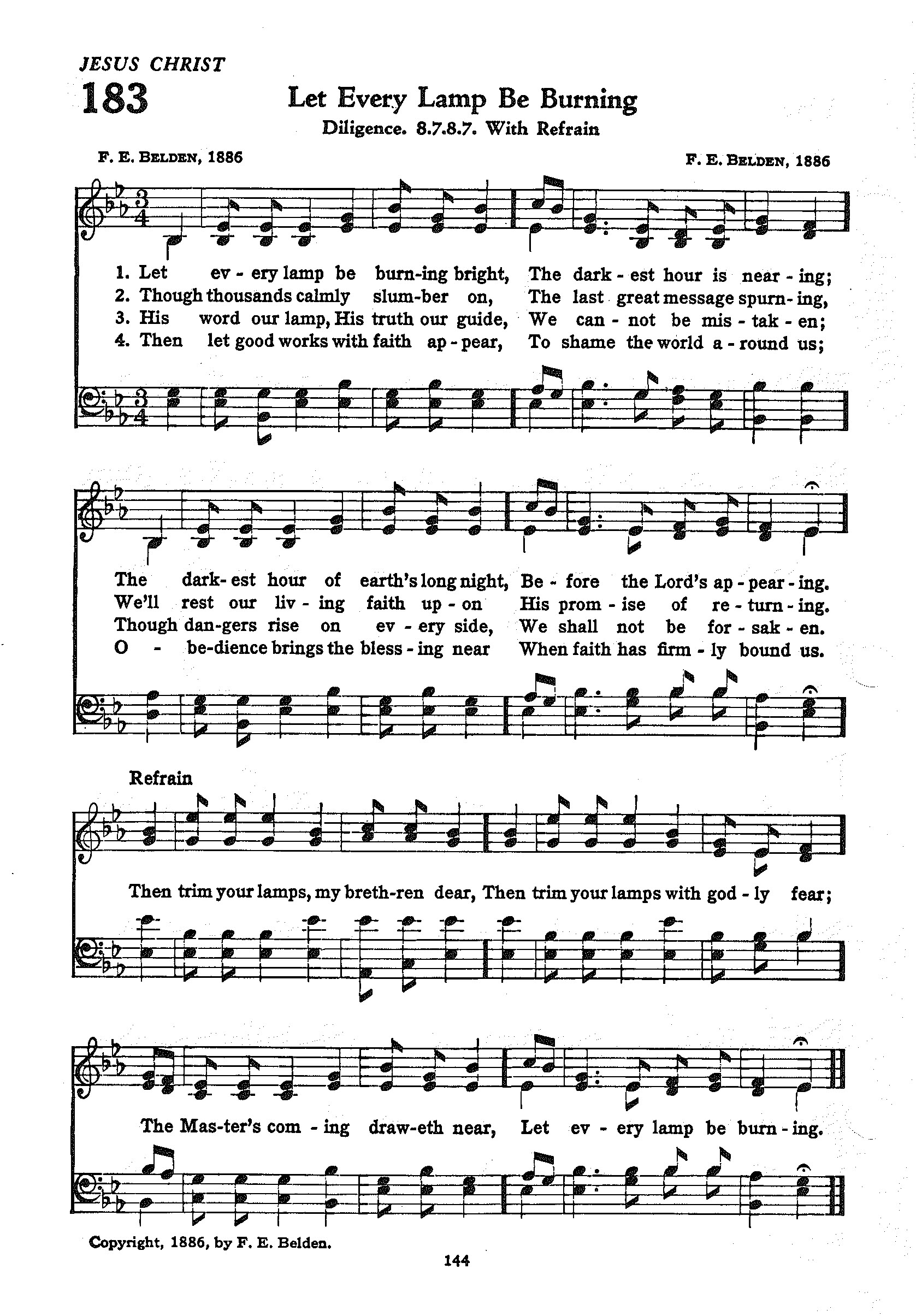 Hymn Sheet for Let Every Lamp Be Burning