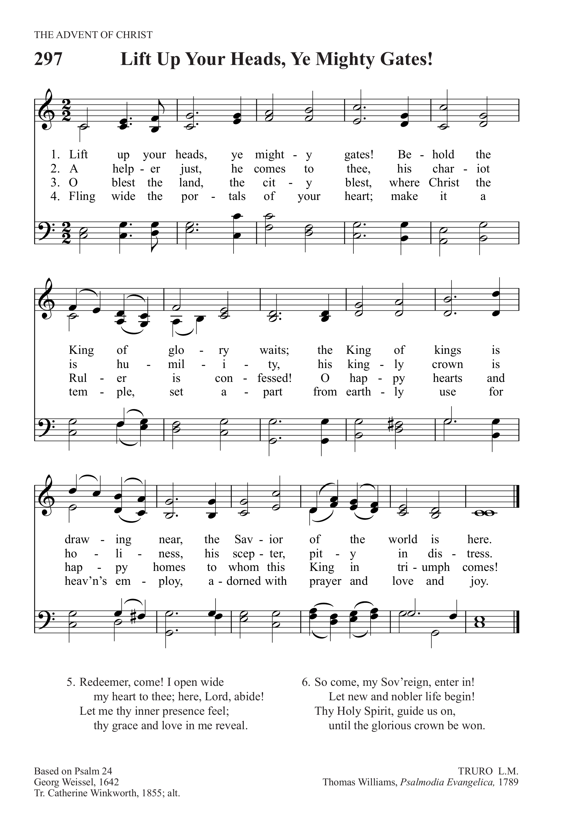 Hymn Sheet for Lift Up Your Heads, Ye Mighty Gates