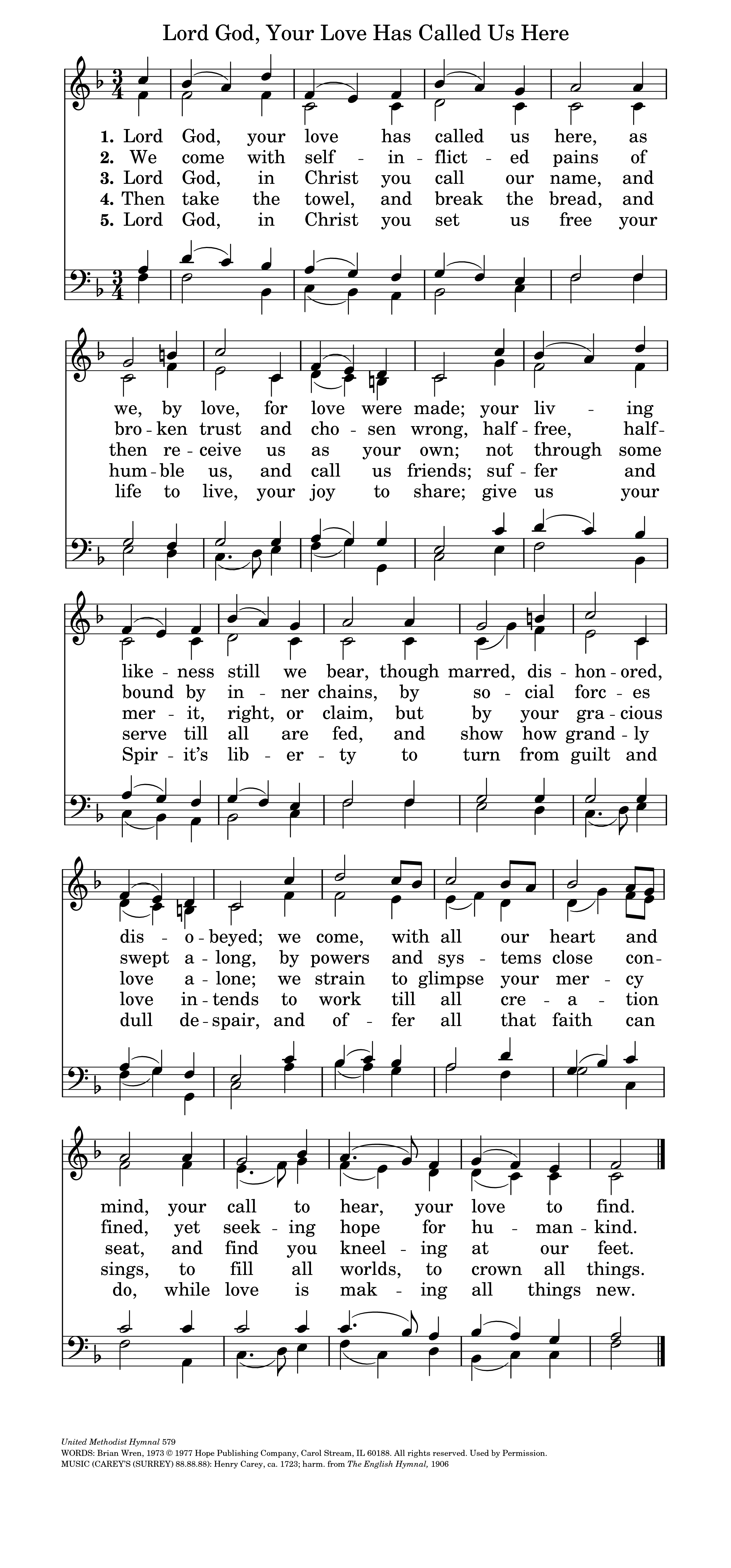 Hymn Sheet for Lord God, Your Love Has Called Us Here