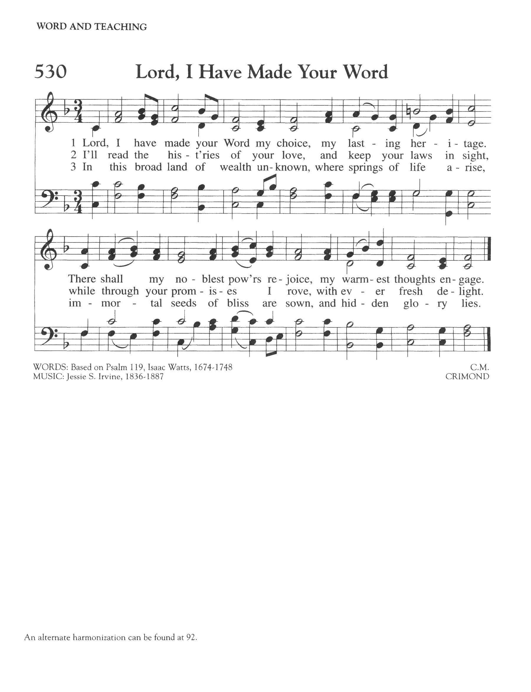 Hymn Sheet for Lord, I Have Made Thy Word My Choice