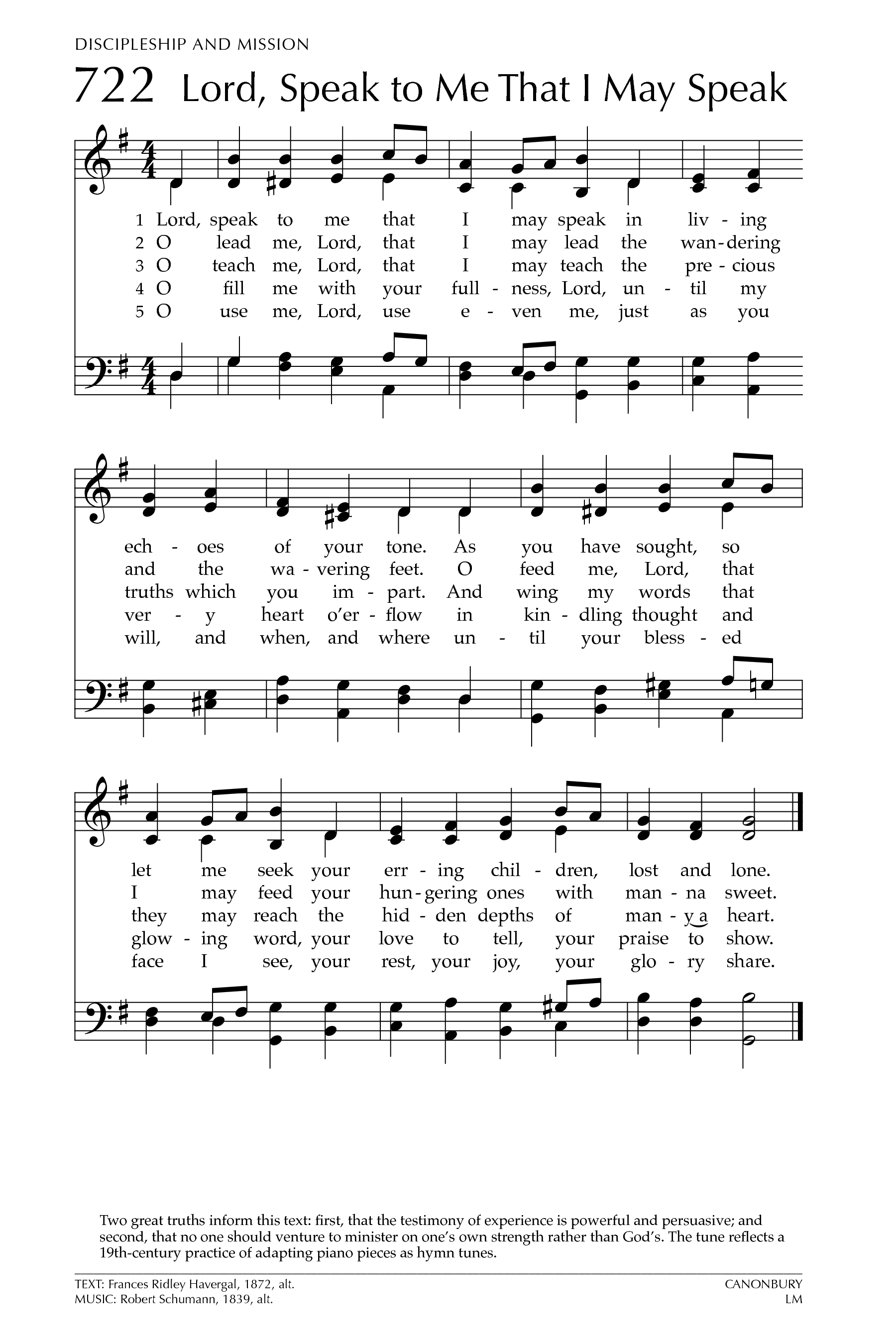Hymn Sheet for Lord, Speak To Me That I May Speak