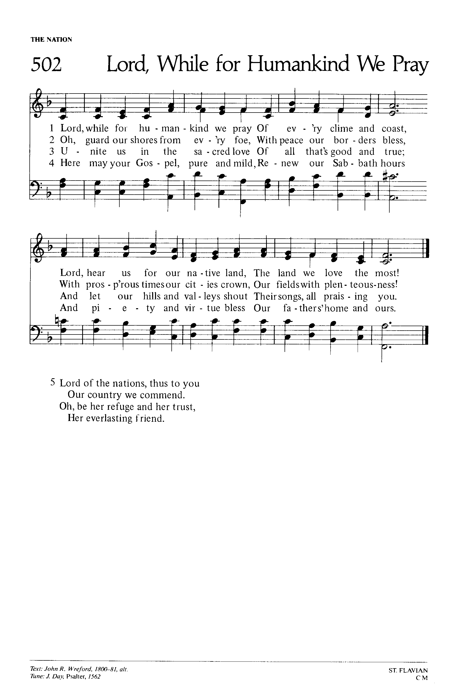 Hymn Sheet for Lord, While For All Mankind