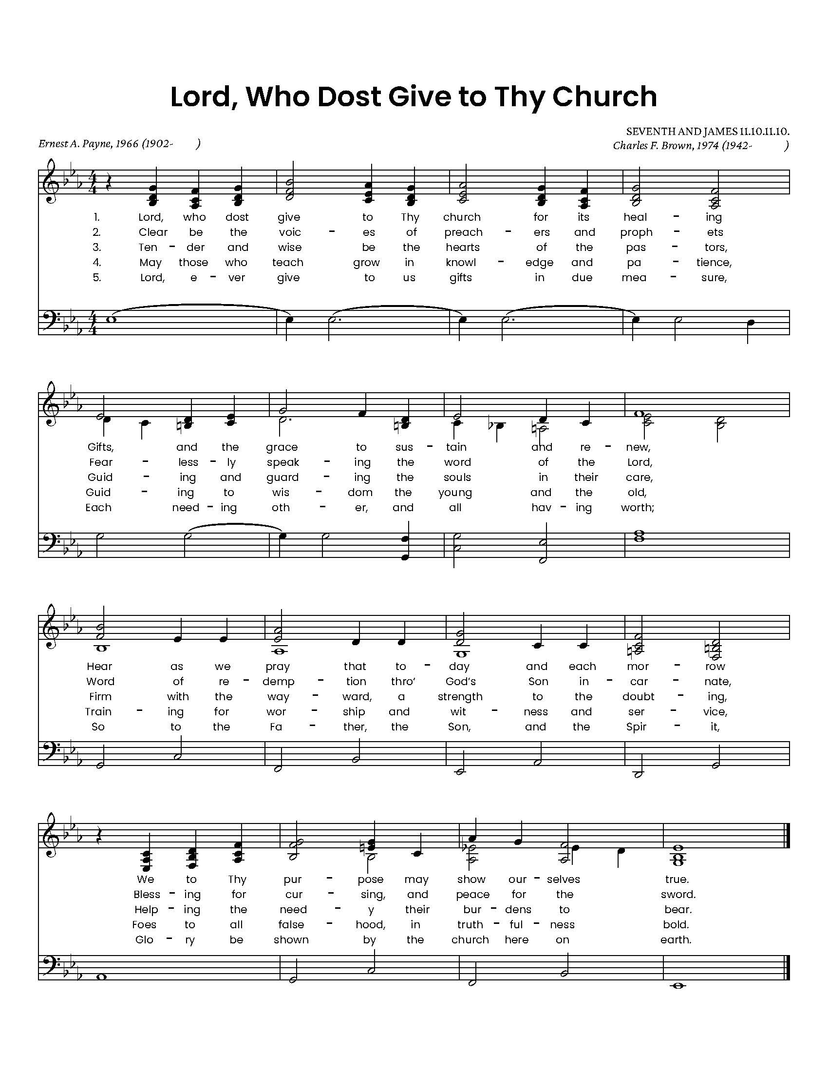Hymn Sheet for Lord, Who Dost Give to Thy Church