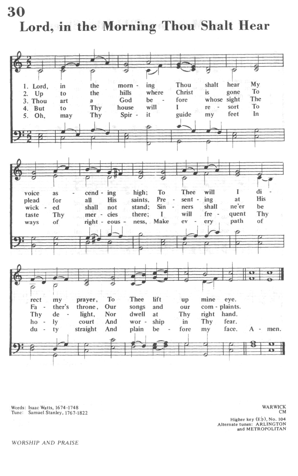 Hymn Sheet for Lord, in the Morning