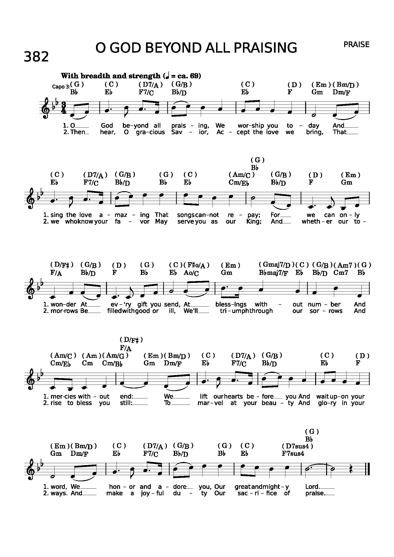 Hymn Sheet for O God Beyond All Praising