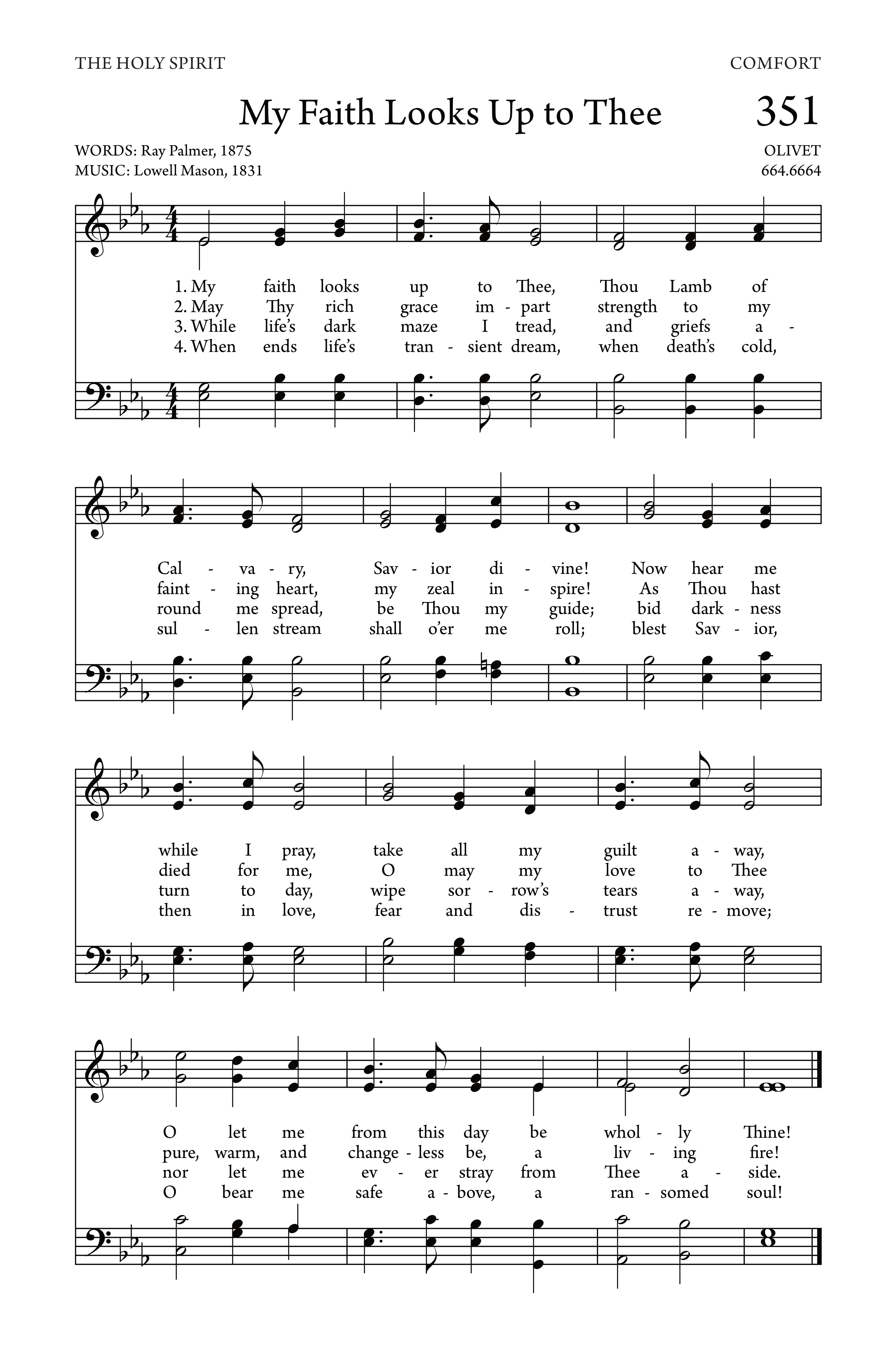 Hymn Sheet for My Faith Looks Up to Thee