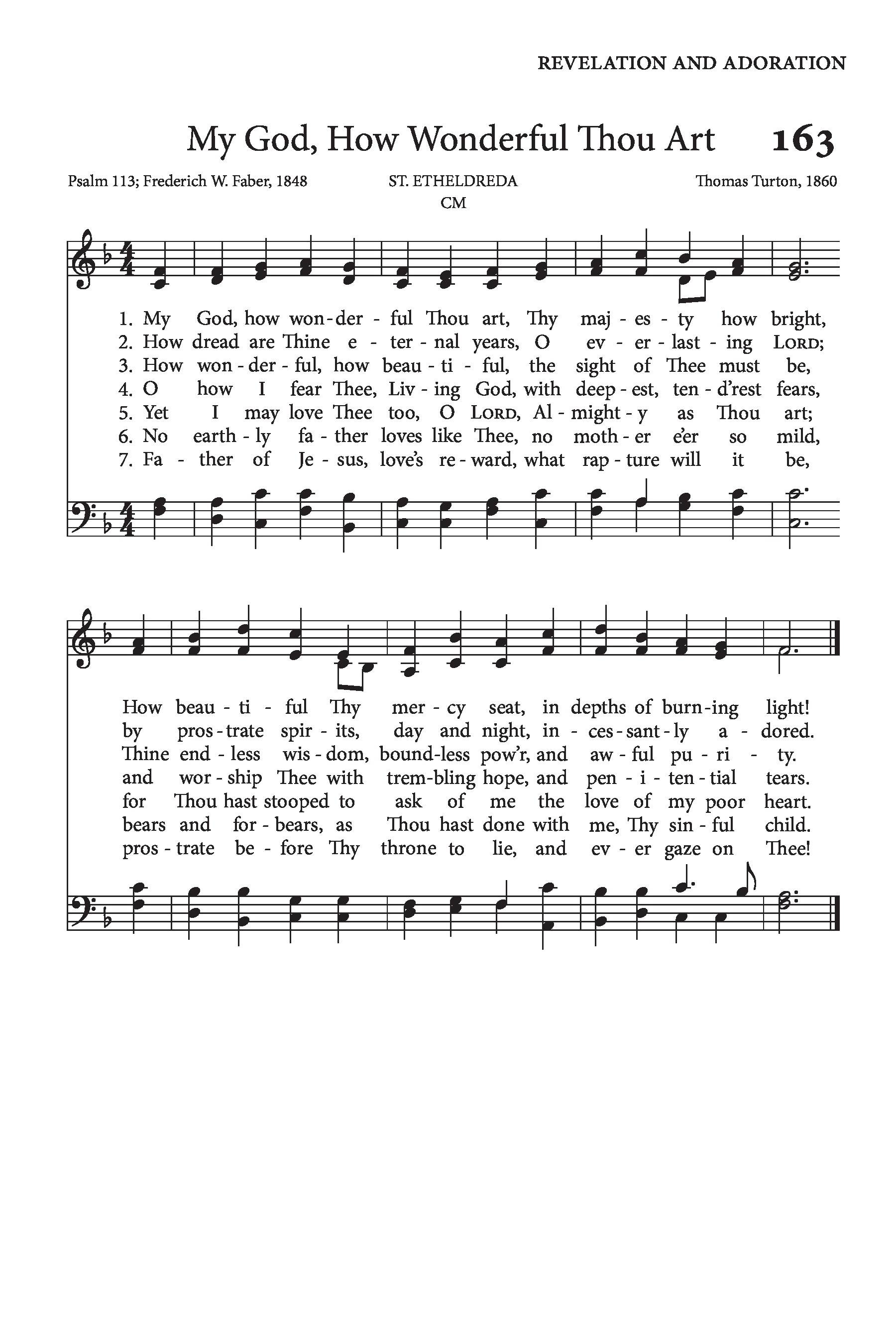 Hymn Sheet for My God, How Wonderful Thou Art