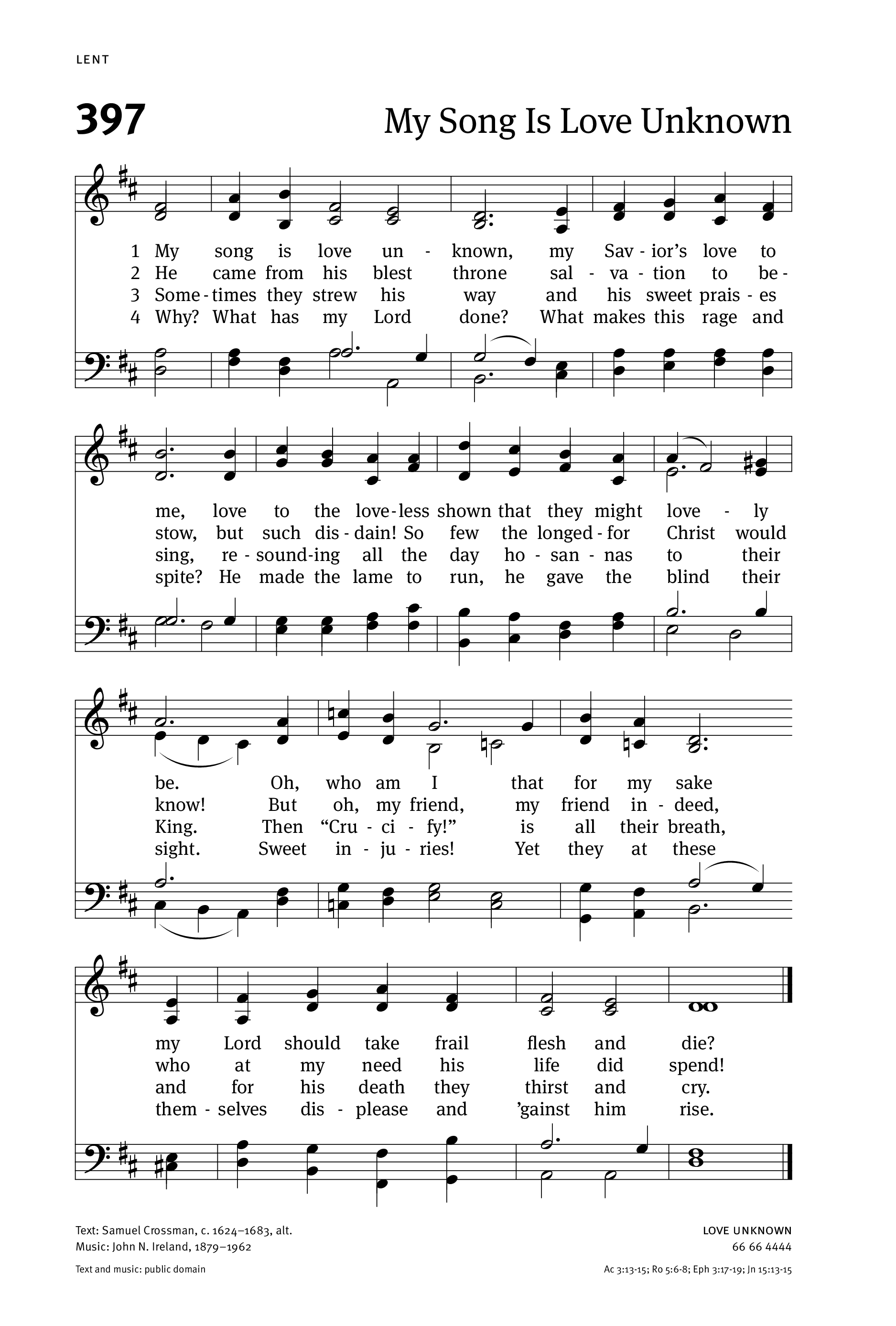 Hymn Sheet for My Song Is Love Unknown