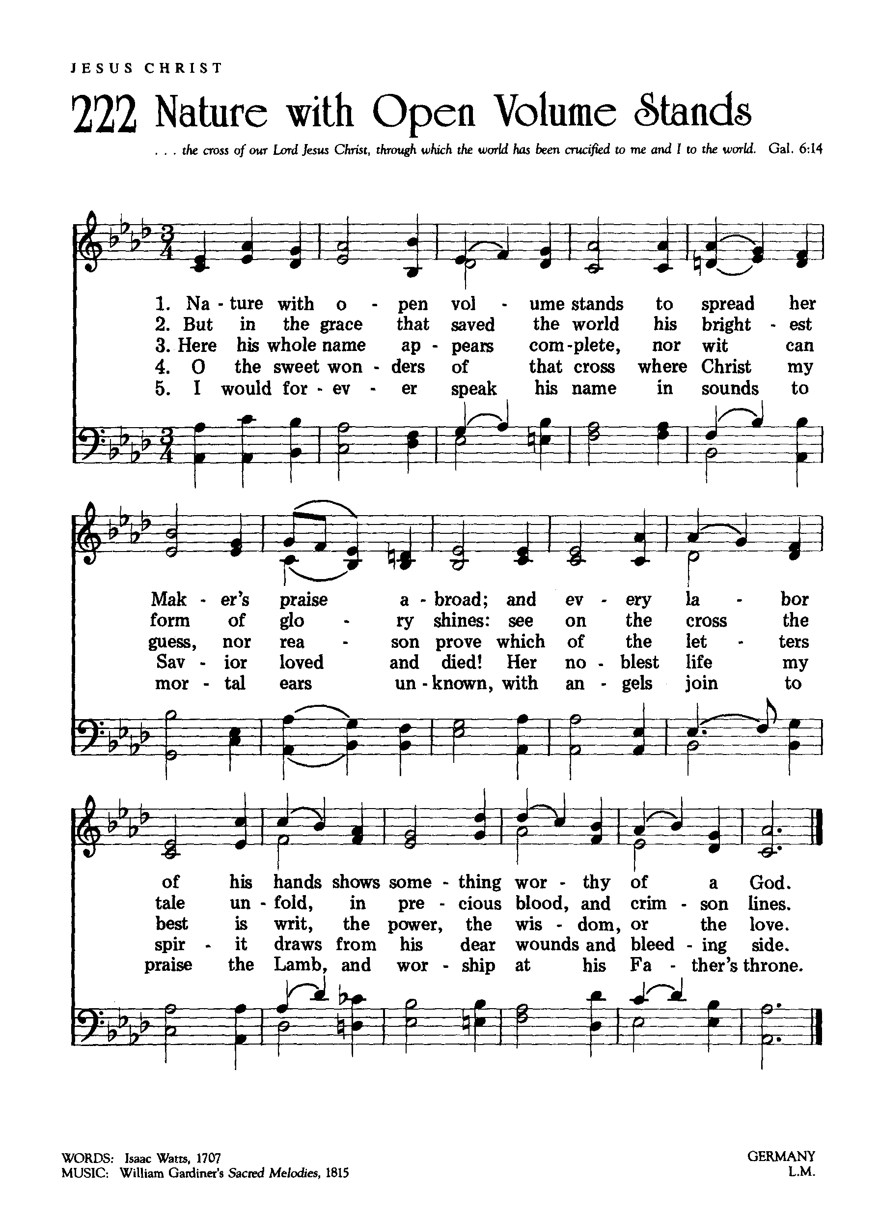 Hymn Sheet for Nature With Open Volume Stands