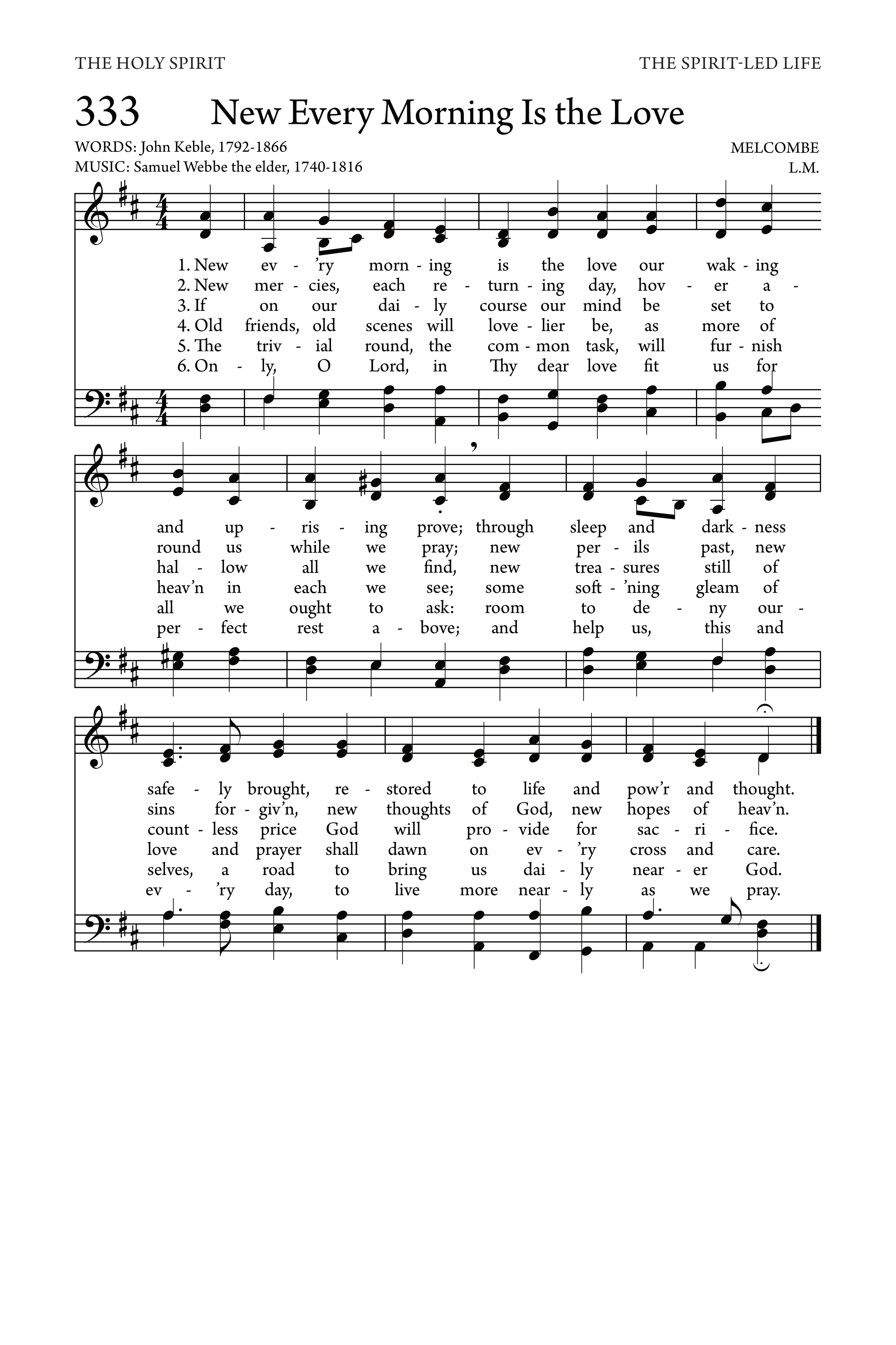 Hymn Sheet for New Every Morning Is the Love