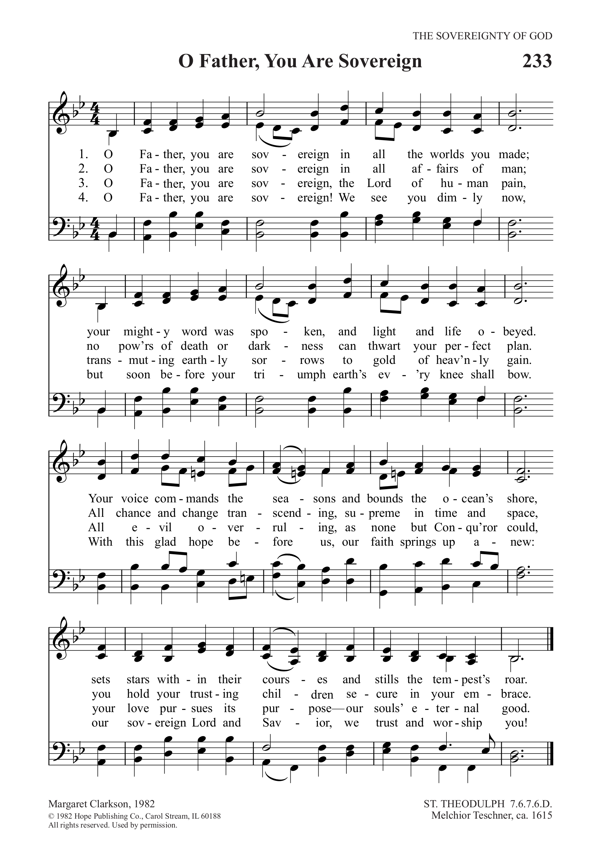 Hymn Sheet for O Father, You Are Sovereign