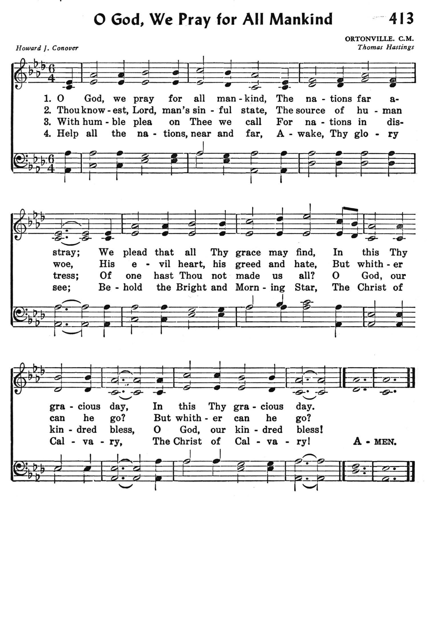 Hymn Sheet for O God, We Pray for All Mankind