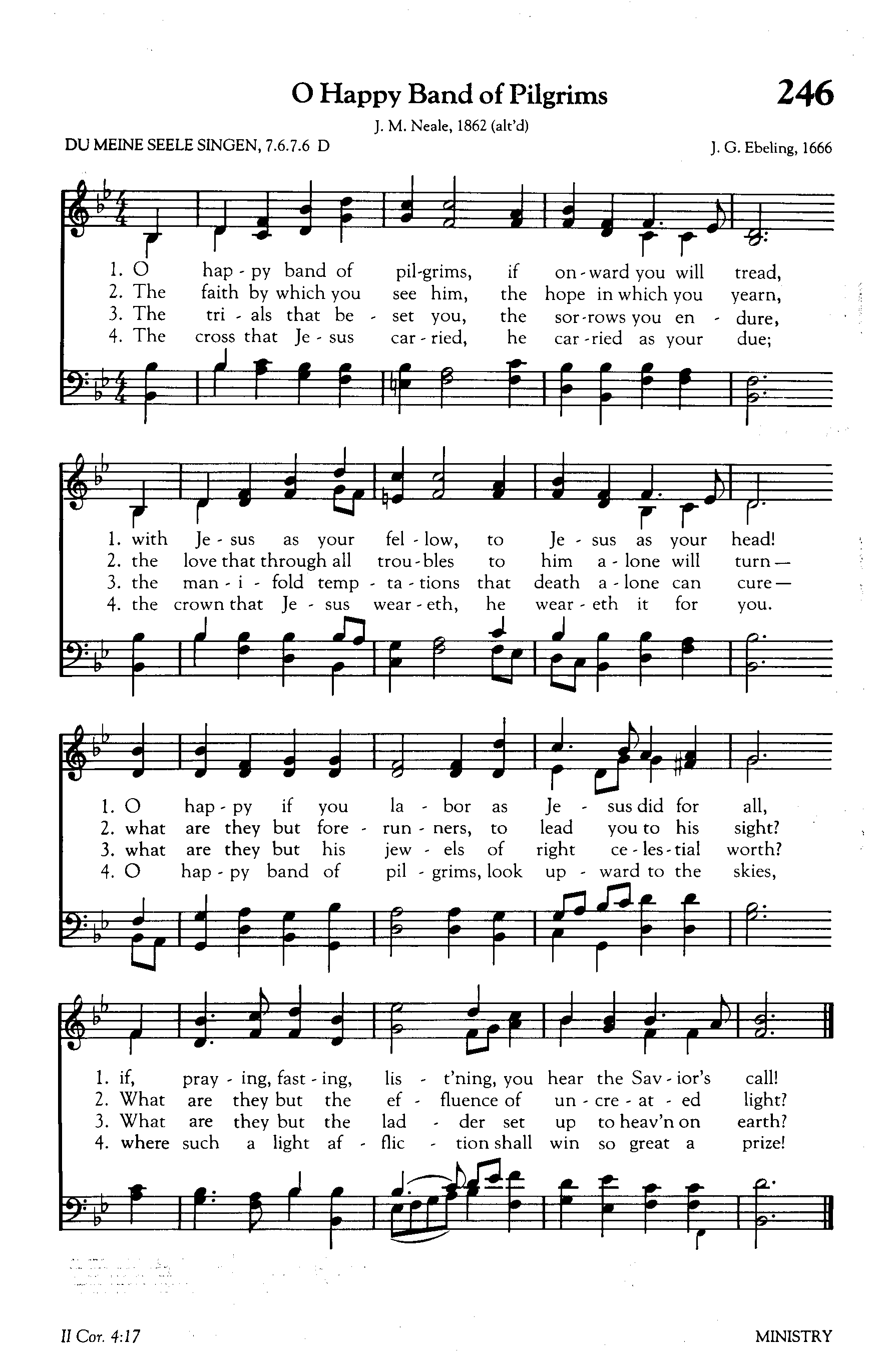 Hymn Sheet for O Happy Band of Pilgrims