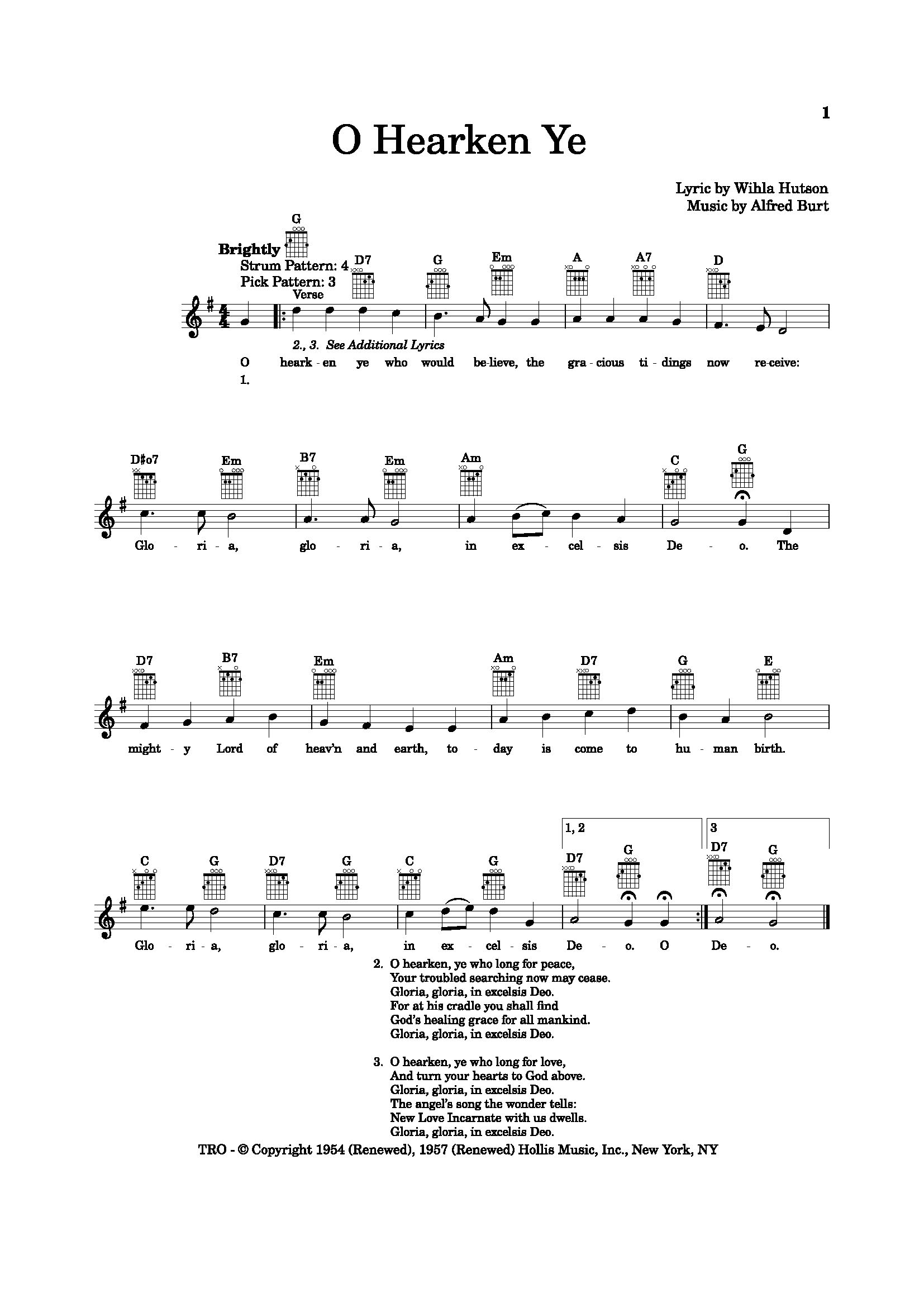 Hymn Sheet for O Hearken Ye