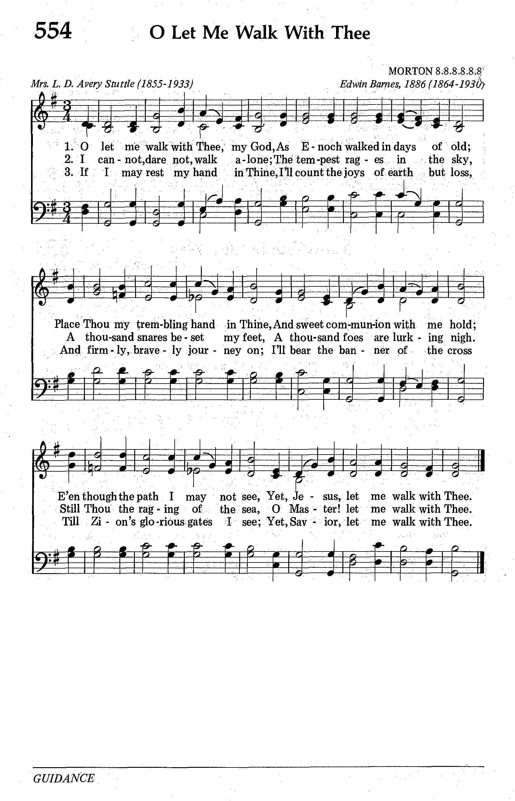 Hymn Sheet for O Let Me Walk With Thee