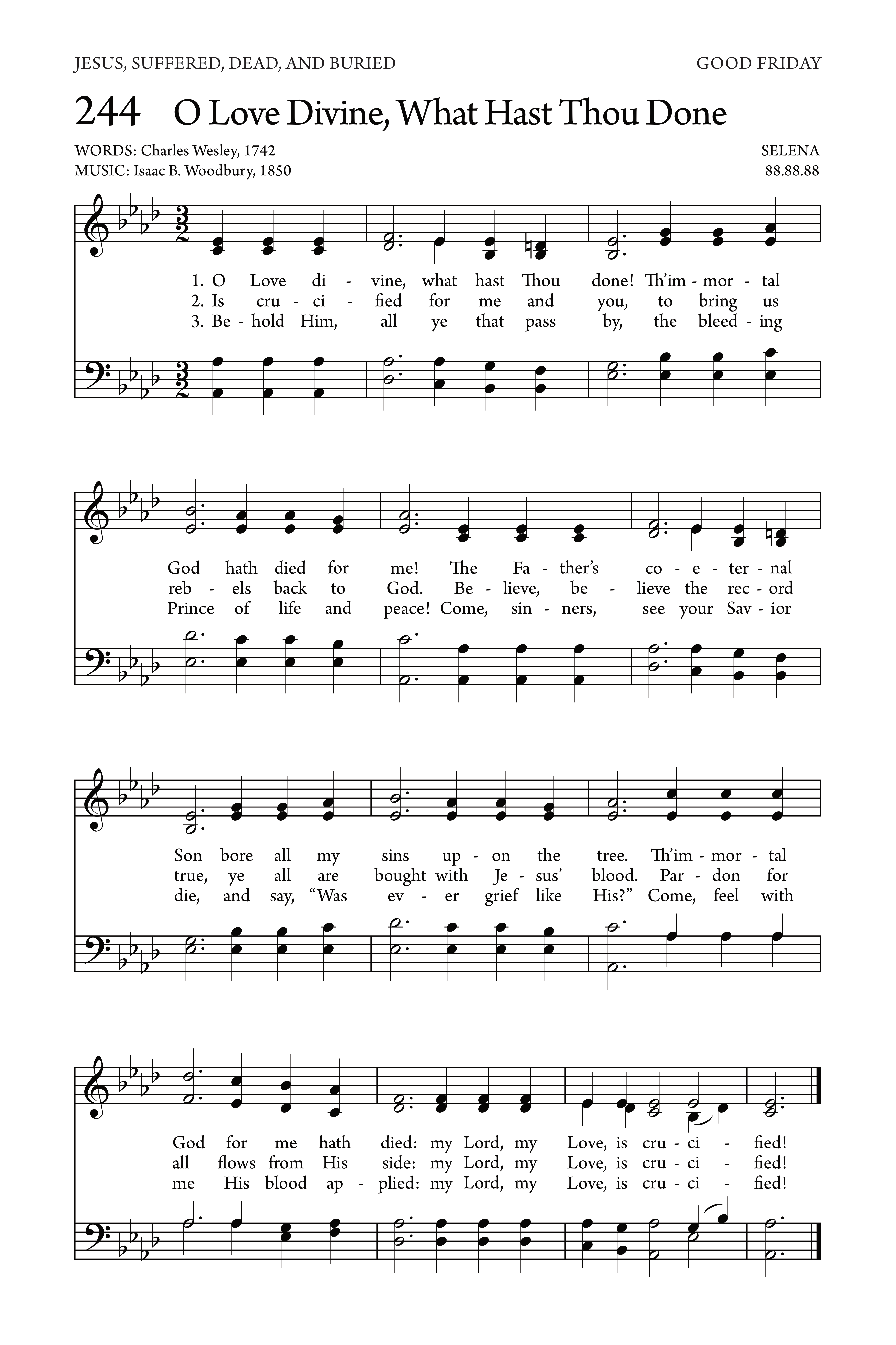 Hymn Sheet for O Love Divine, What Hast Thou Done